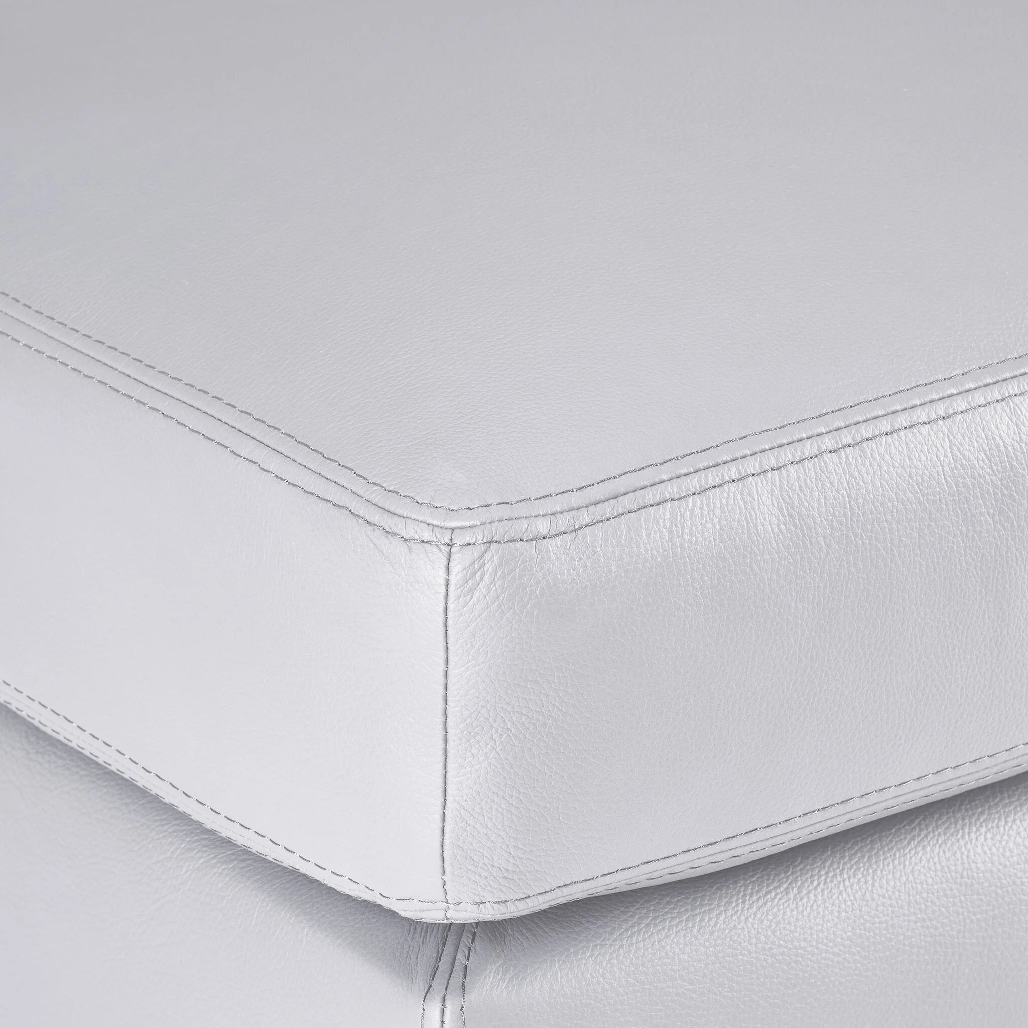 Chito Leather Ottoman - Silver Grey - Image 3