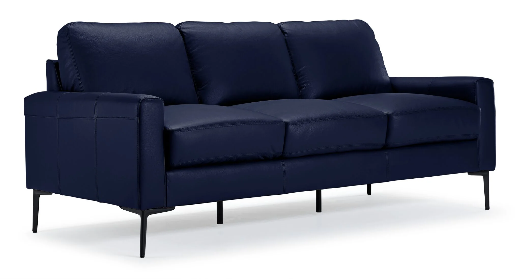 Chito Leather Sofa and Chair Set - Navy - Image 2