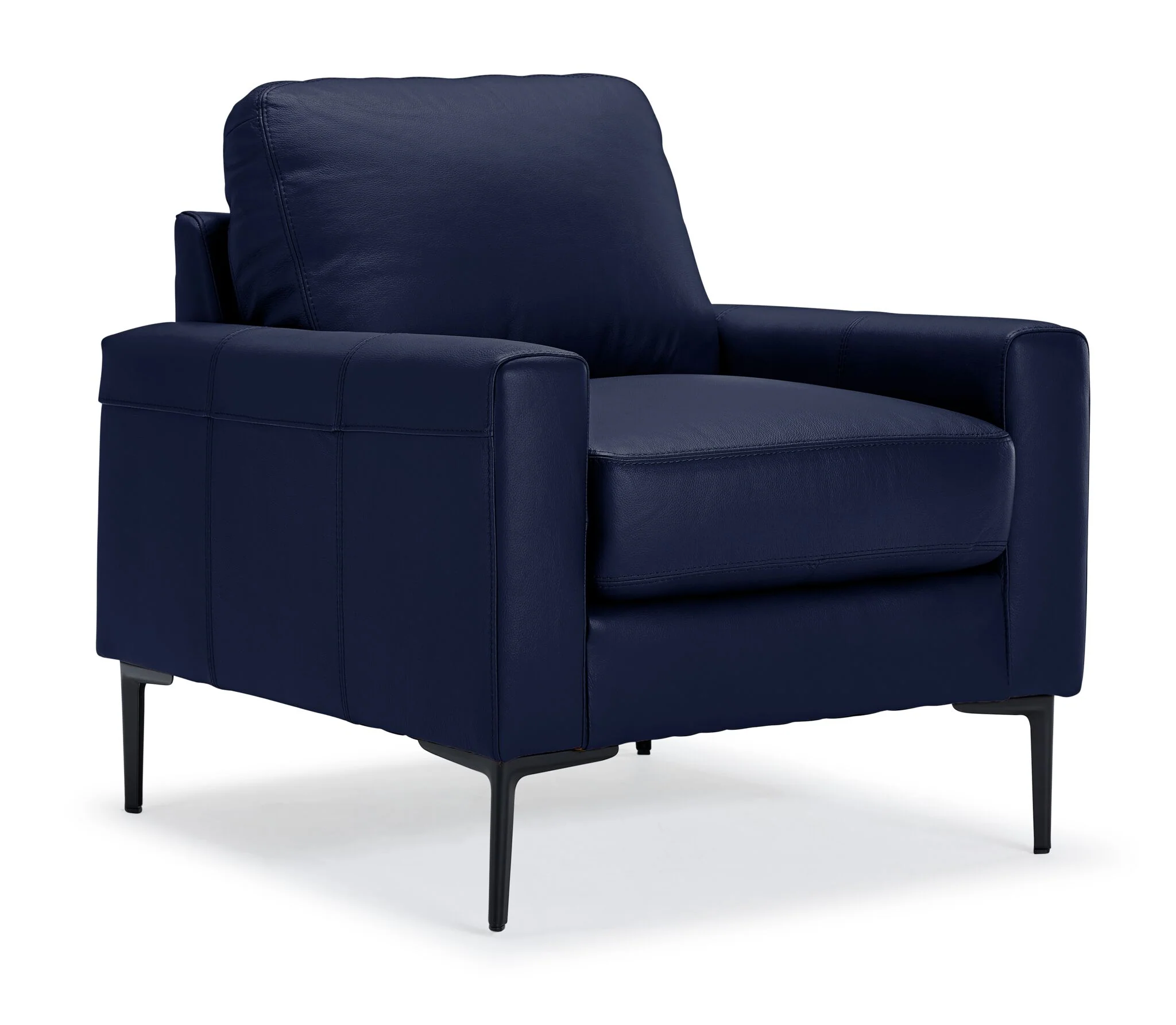 Chito Leather Sofa and Chair Set - Navy - Image 3