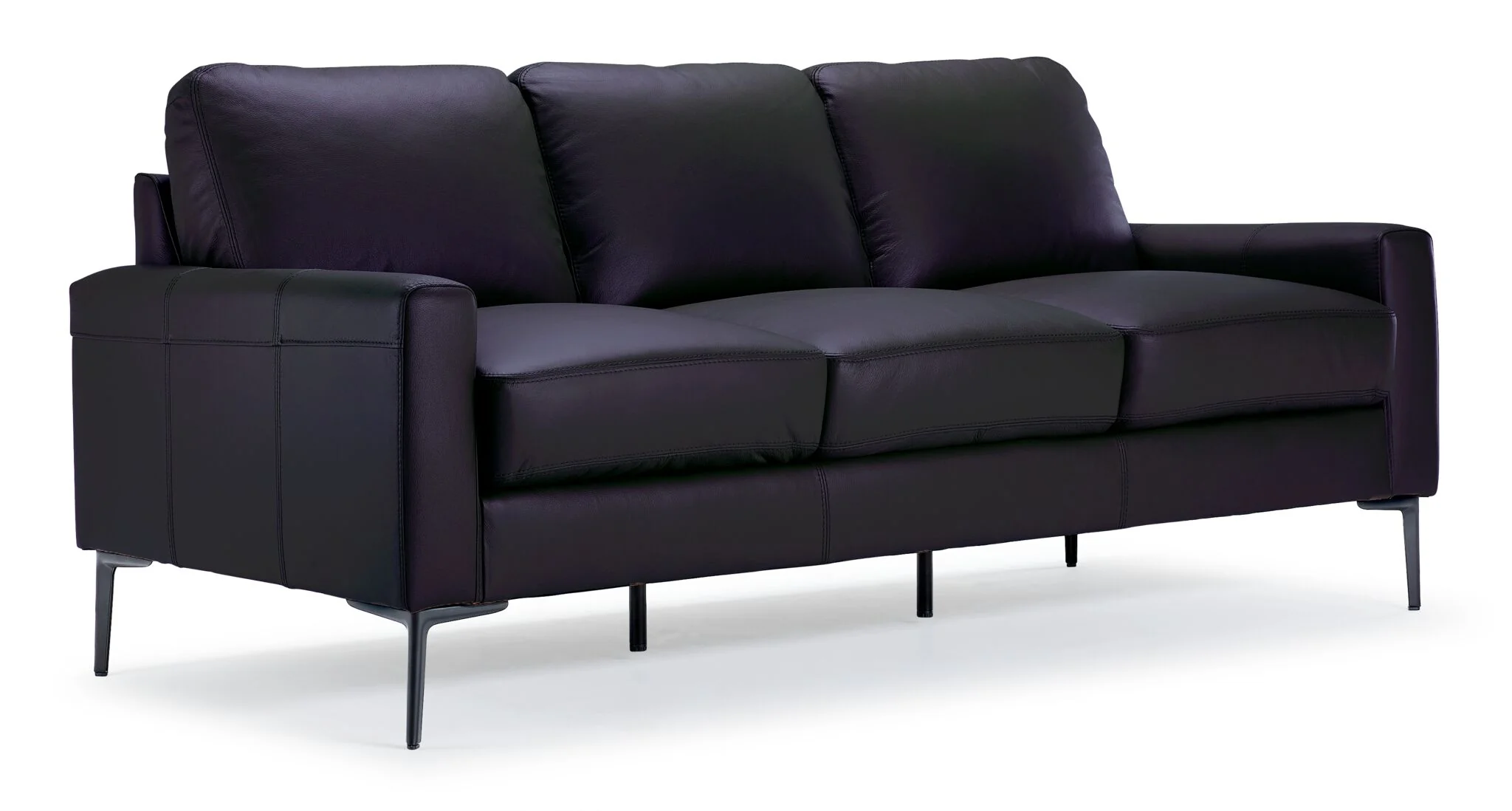 Chito Leather Sofa and Chair Set - Raven - Image 2