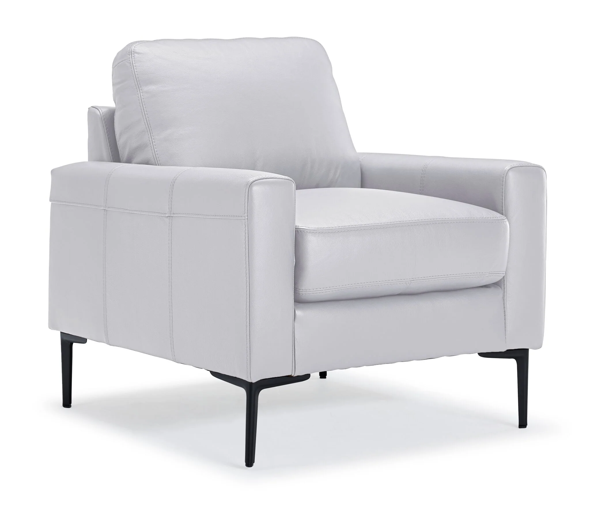 Chito Leather Sofa and Chair Set - Silver Grey - Image 3