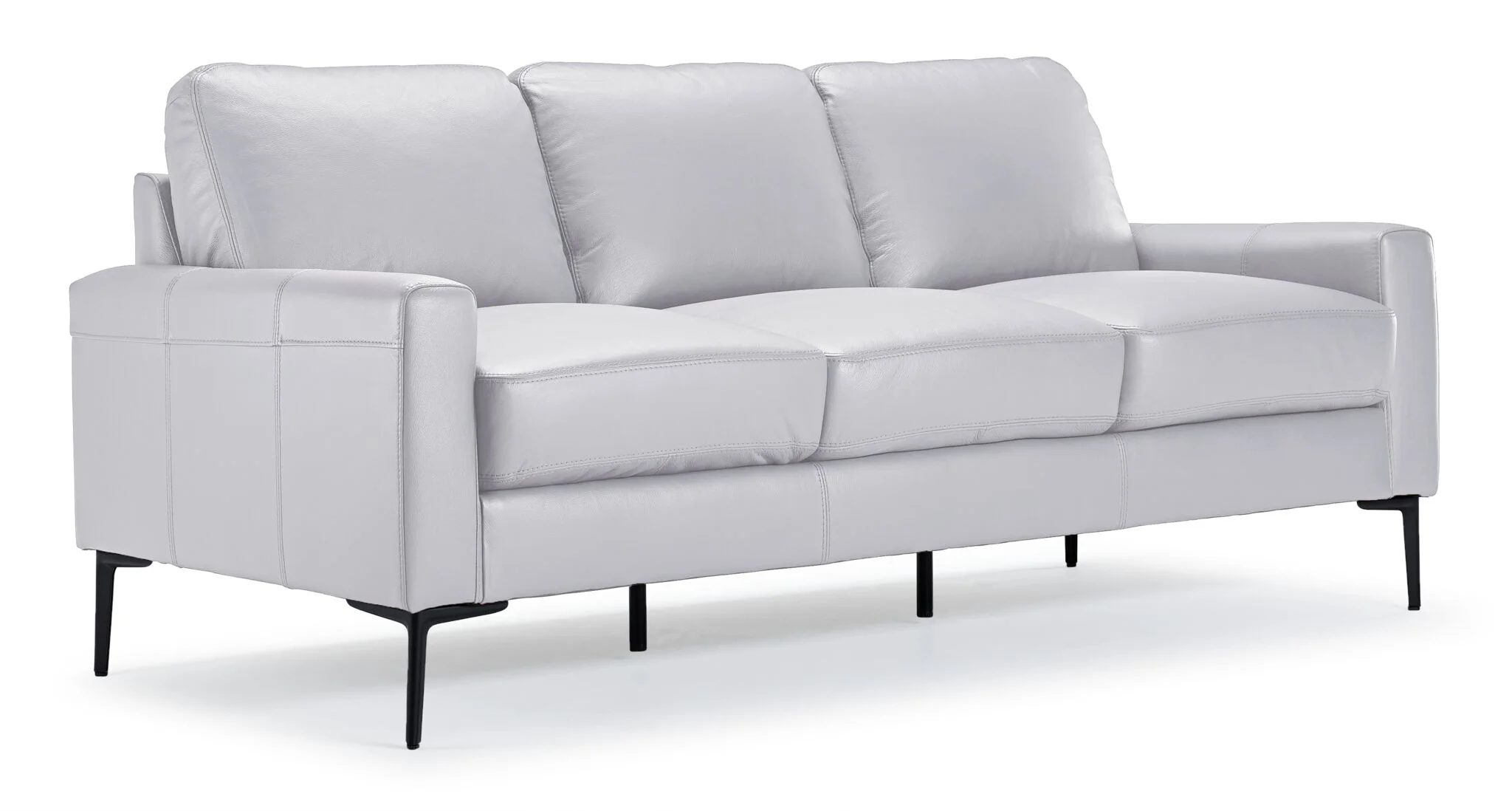 Chito Leather Sofa and Loveseat Set - Silver Grey - Image 2