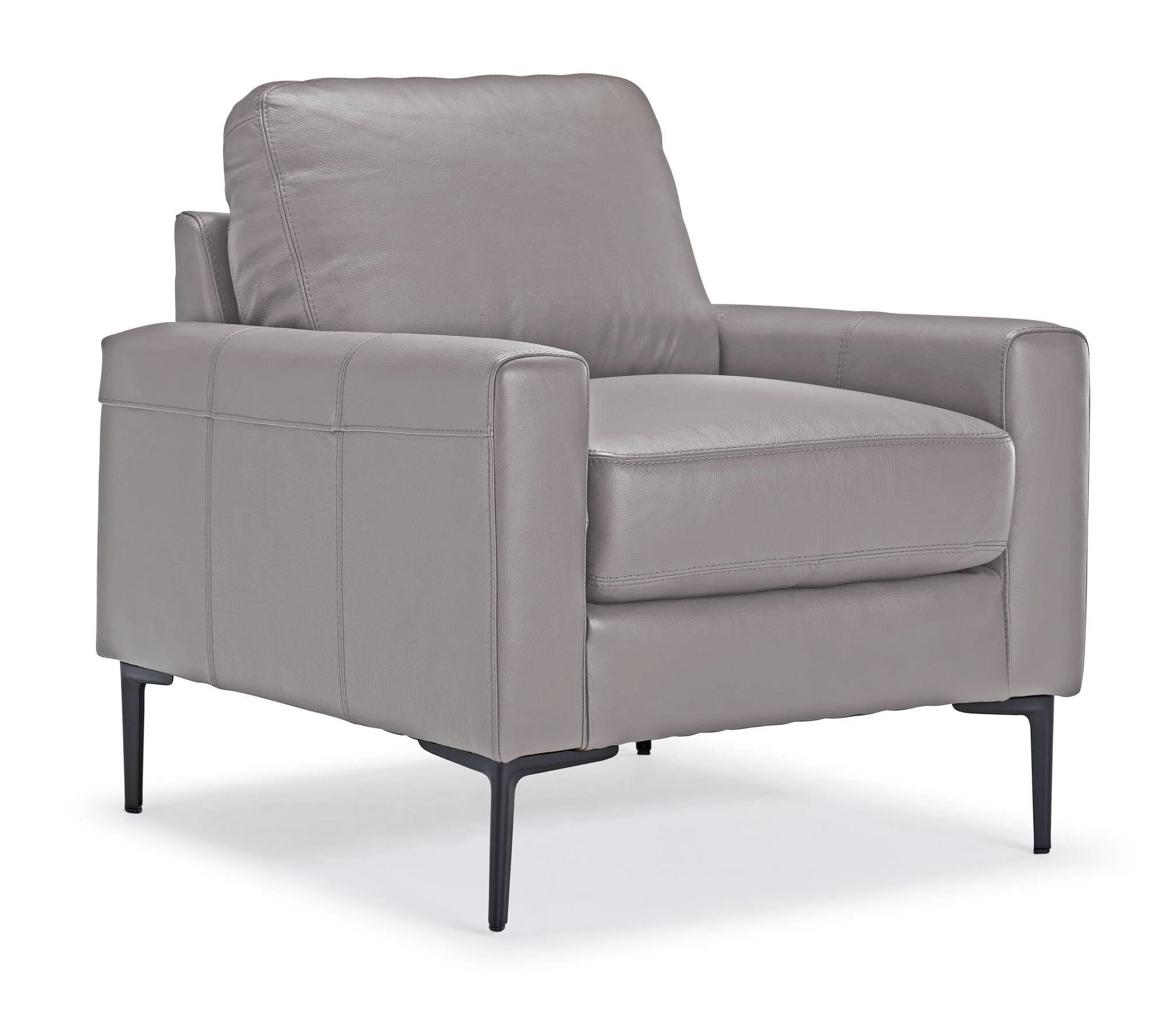 Chito Leather Sofa, Loveseat and Chair Set - Cloud Grey - Image 4