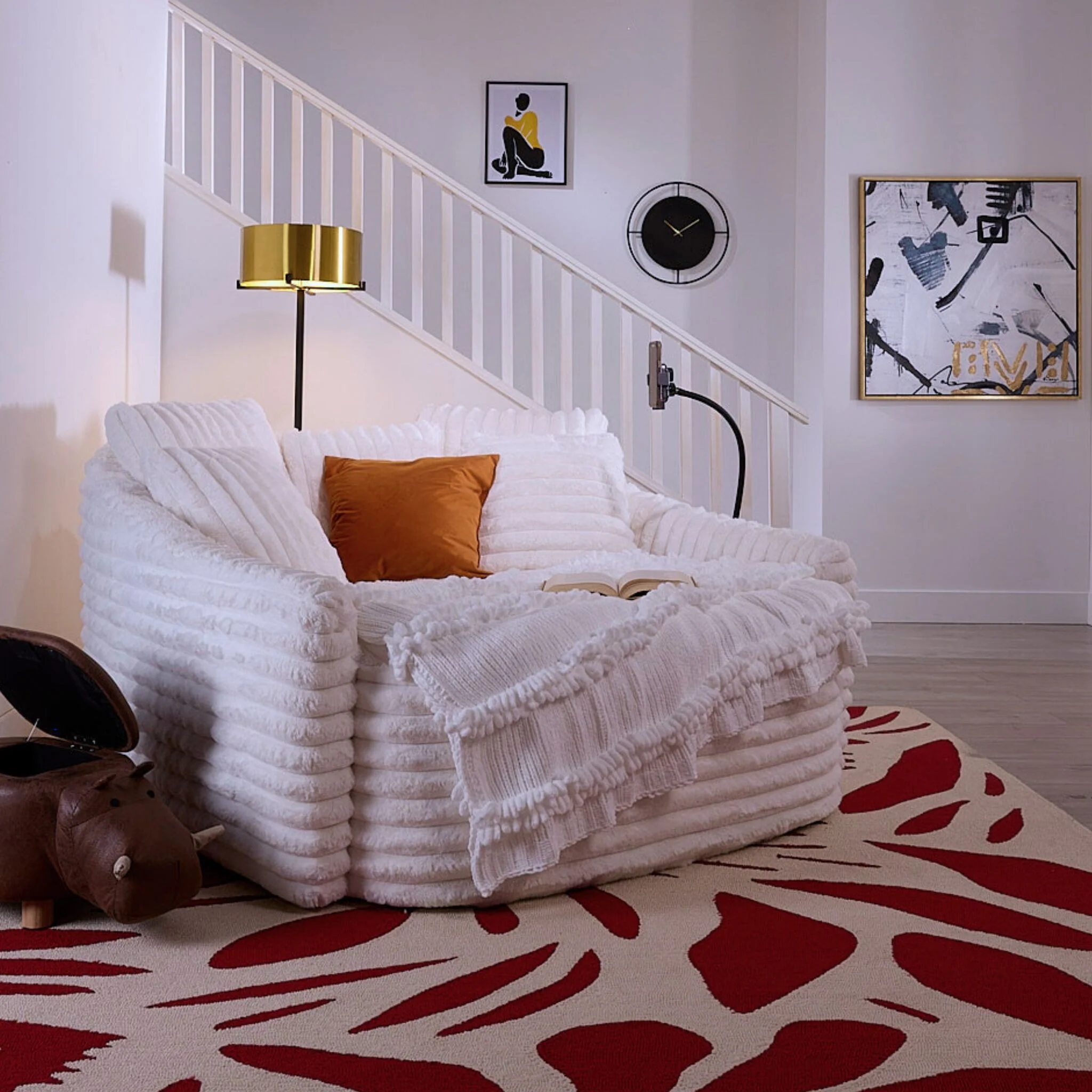 Ciara Fur Accent Chair - White - Image 2
