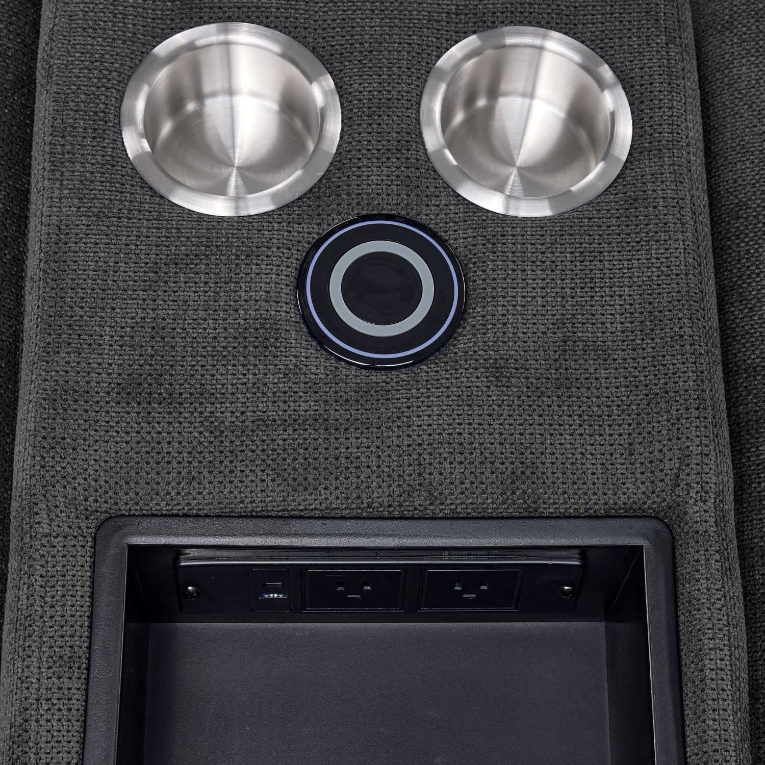 Feeling Connected - Connex 3-Piece Modular Chair with Storage Console - Dark Grey - Image 11