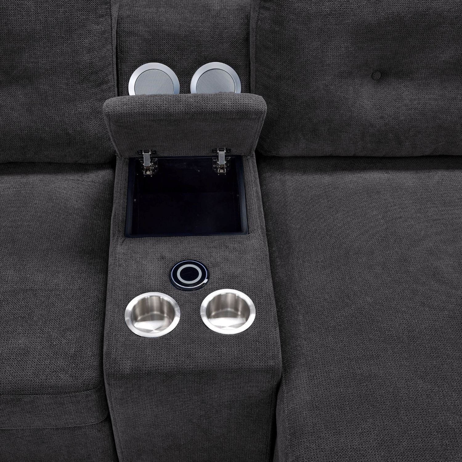 Feeling Connected - Connex 3-Piece Modular Chair with Storage Console - Dark Grey - Image 7