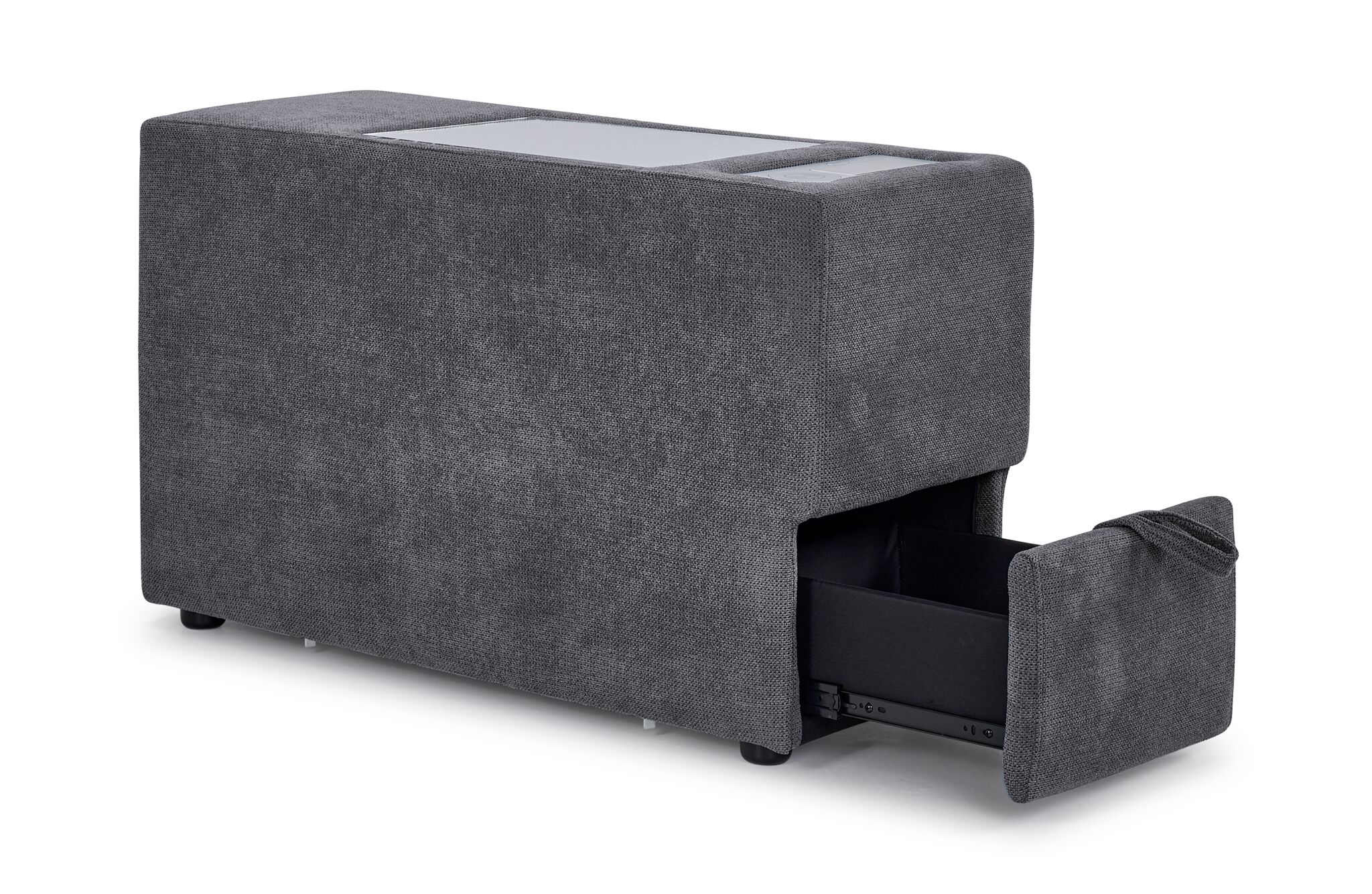 Feeling Connected - Connex 3-Piece Modular Sectional with Chaise and Drawer Console - Light Grey - Image 7
