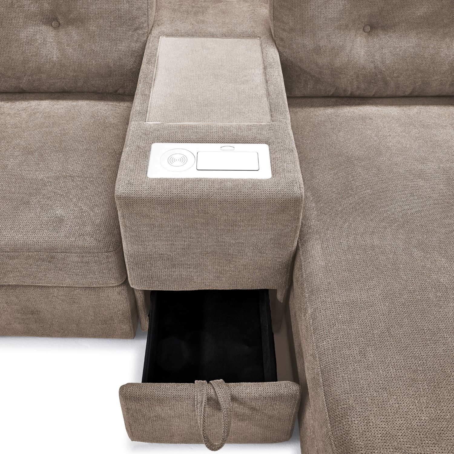 Feeling Connected - Connex 5-Piece Modular Sectional with Consoles - Beige - Image 16