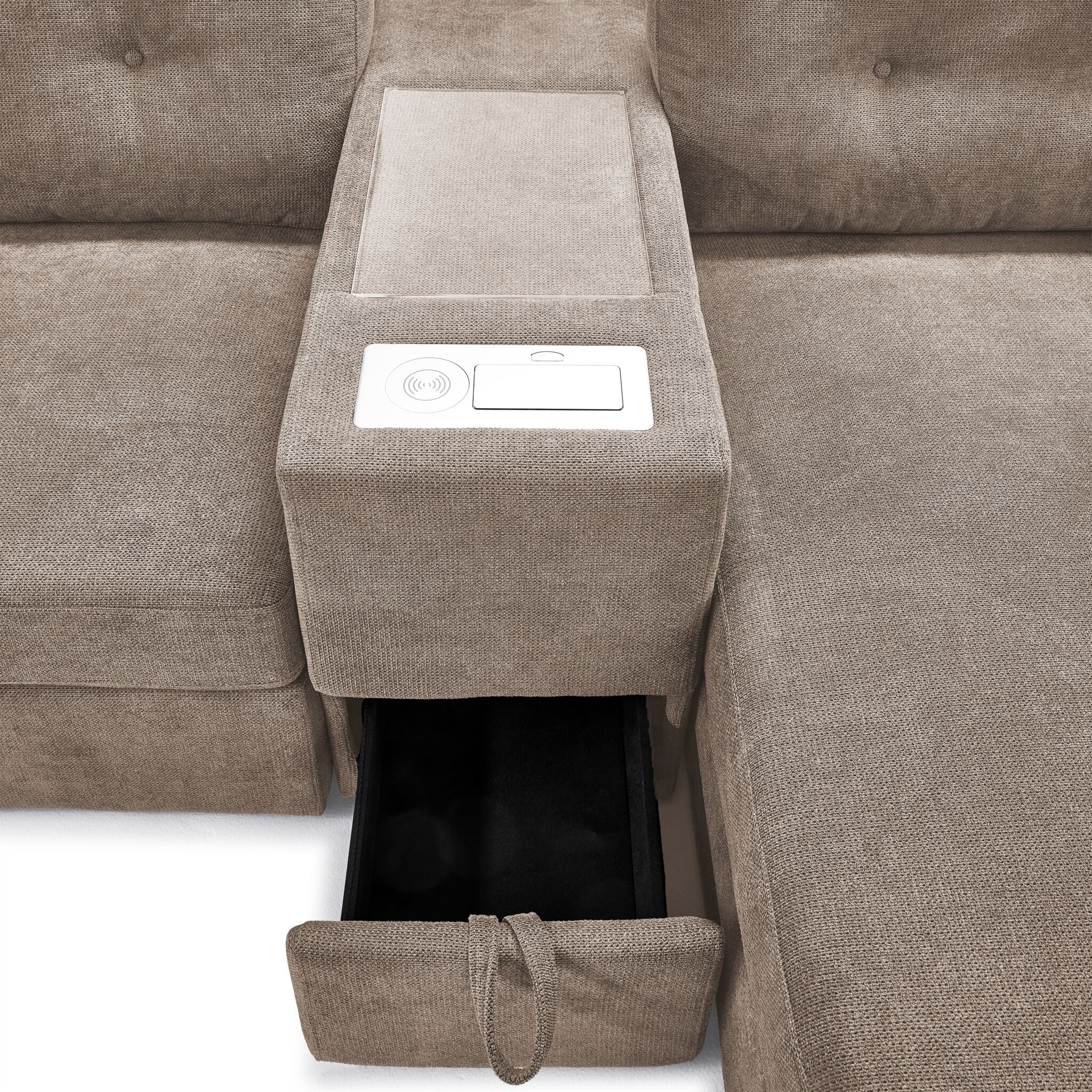 Feeling Connected - Connex 6-Piece Modular Sectional with Drawer Console - Beige - Image 9