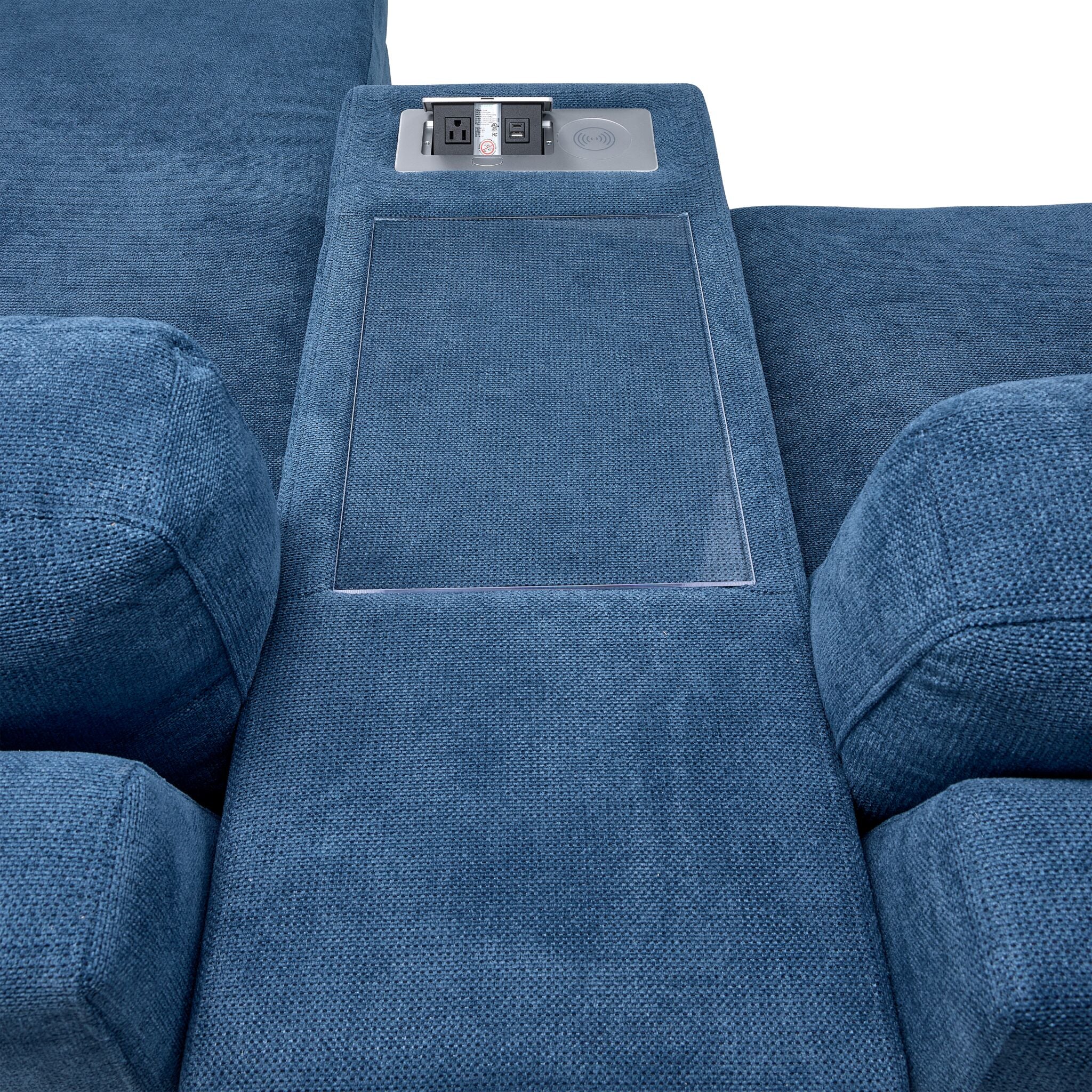 Feeling Connected - Connex 6-Piece Modular Sectional with Drawer Console - Blue - Image 7