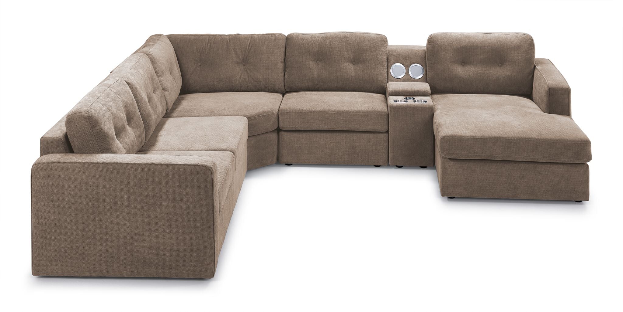 Feeling Connected - Connex 6-Piece Modular Sectional with Storage Console - Beige - Image 3