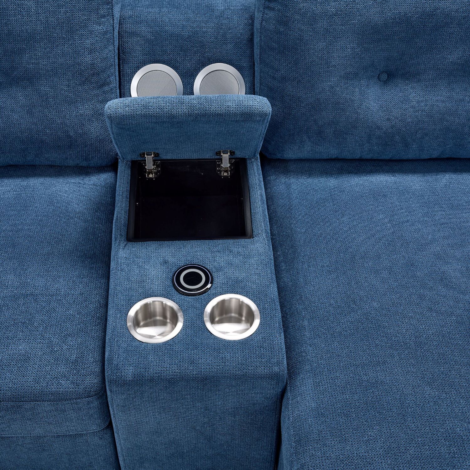 Feeling Connected - Connex 6-Piece Modular Sectional with Storage Console - Blue - Image 14