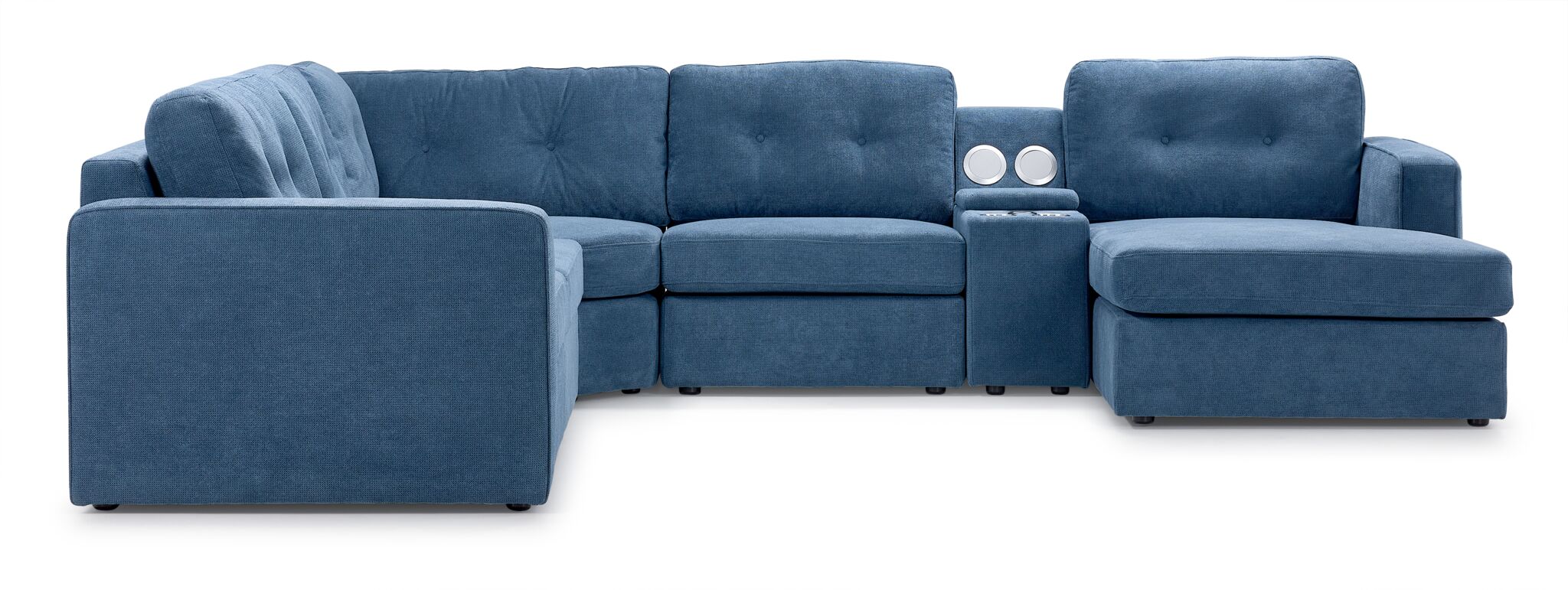 Feeling Connected - Connex 6-Piece Modular Sectional with Storage Console - Blue - Image 4