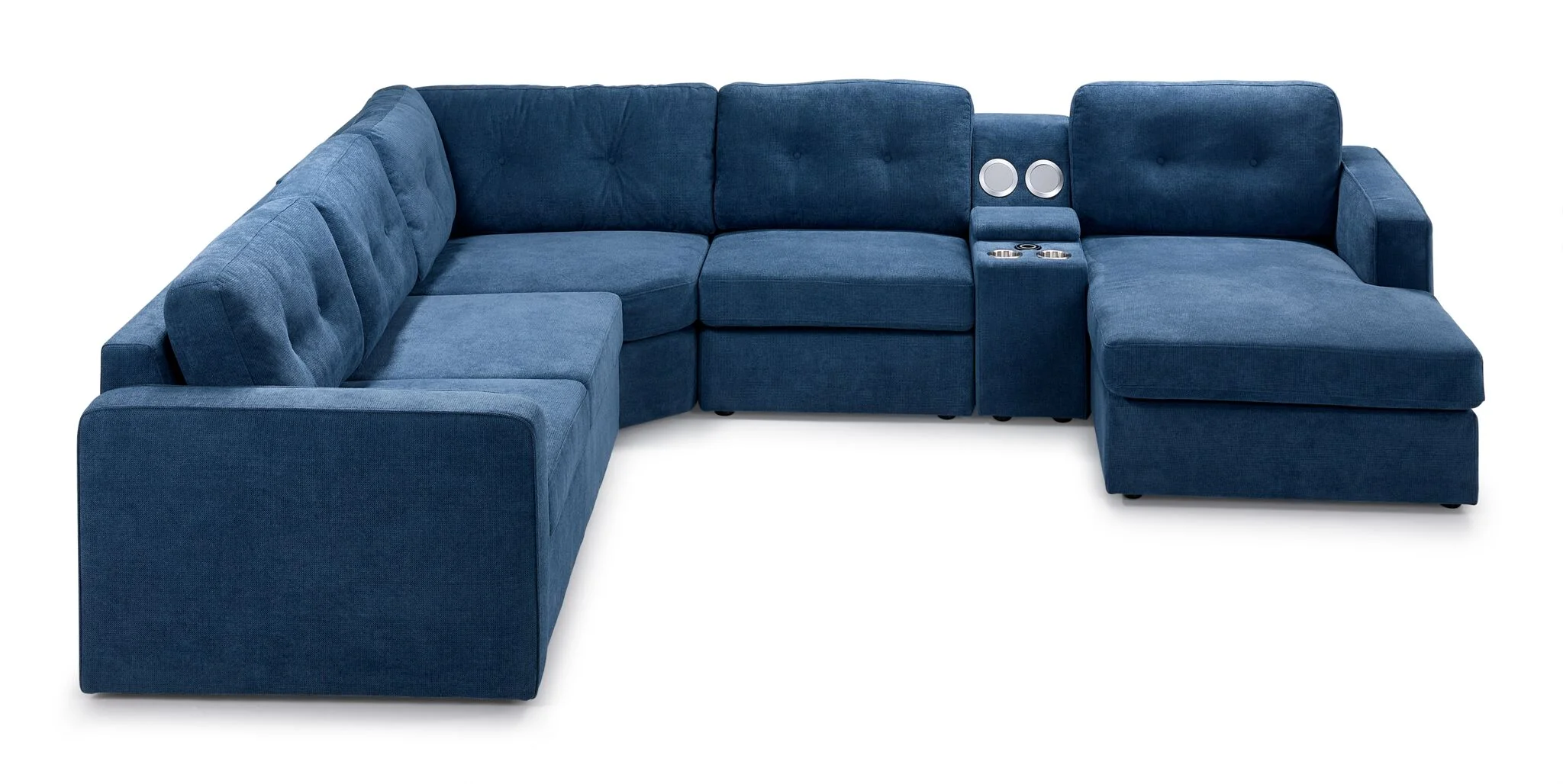 Feeling Connected - Connex 6-Piece Modular Sectional with Storage Console - Blue - Image 5