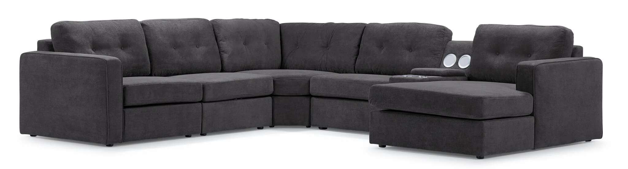 Feeling Connected - Connex 6-Piece Modular Sectional with Storage Console - Dark Grey - Image 2