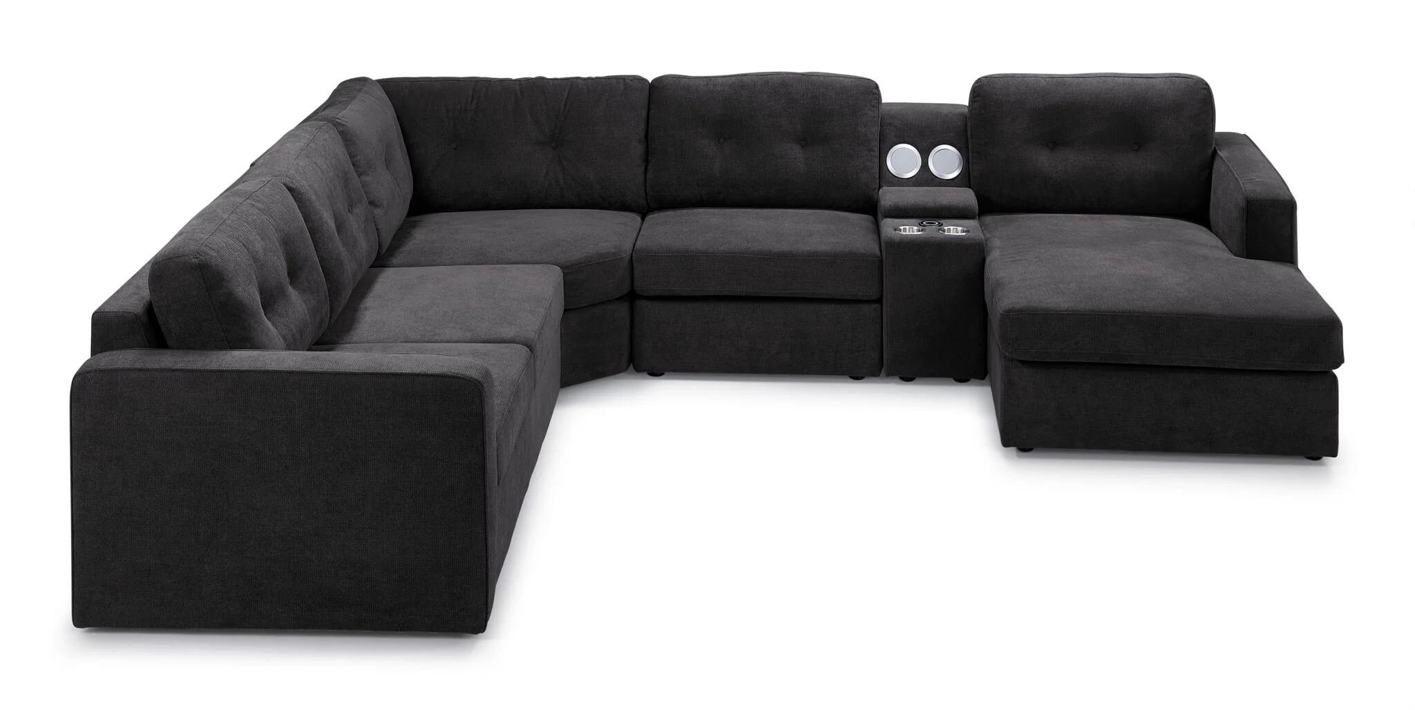 Feeling Connected - Connex 6-Piece Modular Sectional with Storage Console - Dark Grey - Image 3