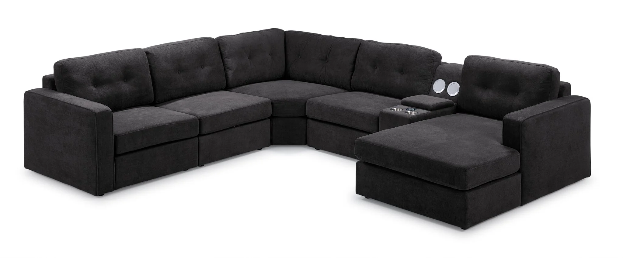 Feeling Connected - Connex 6-Piece Modular Sectional with Storage Console - Dark Grey - Image 5