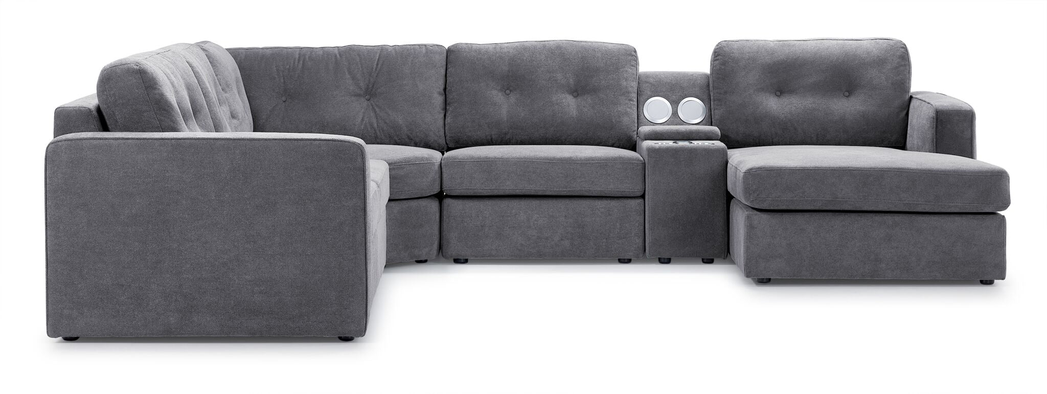 Feeling Connected - Connex 6-Piece Modular Sectional with Storage Console - Light Grey - Image 2