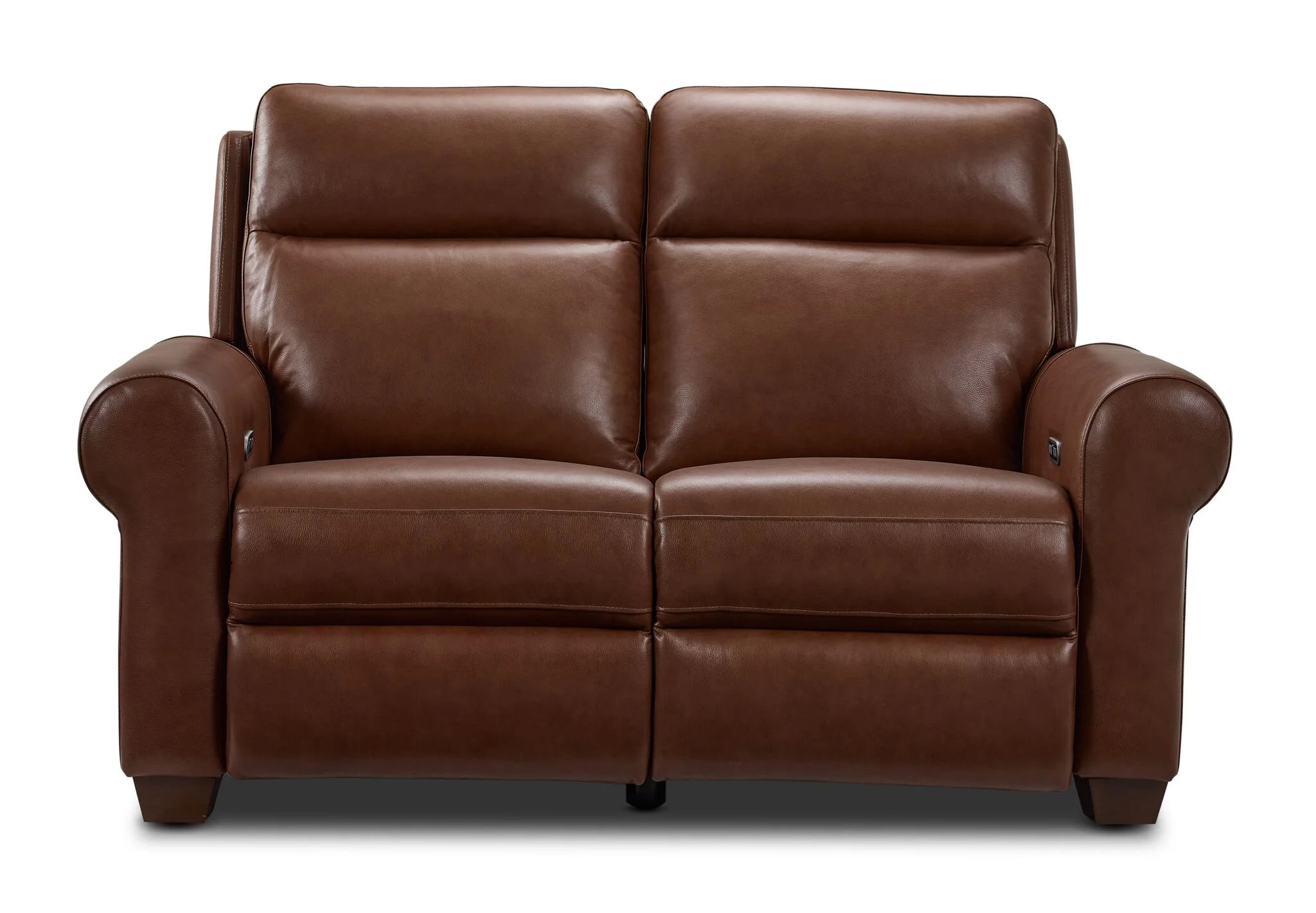 Conrad Leather Dual Power Reclining Loveseat - Dark Brown - Image 2