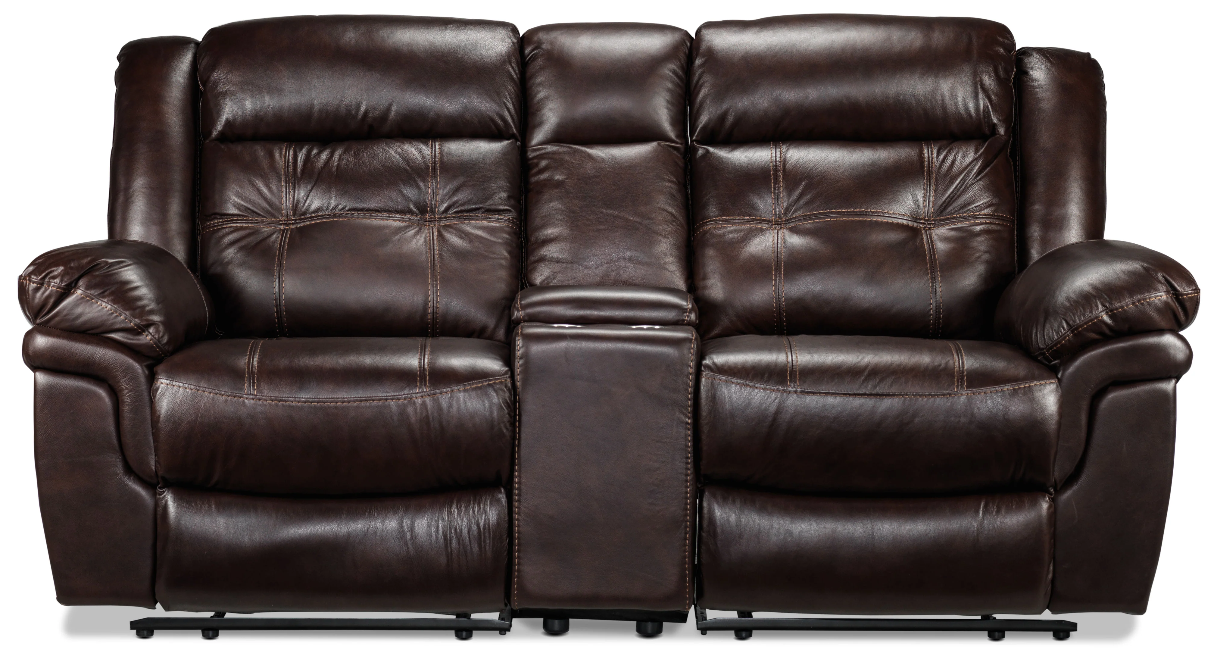 Cooper Leather Reclining Loveseat with Console - Brown - Image 3