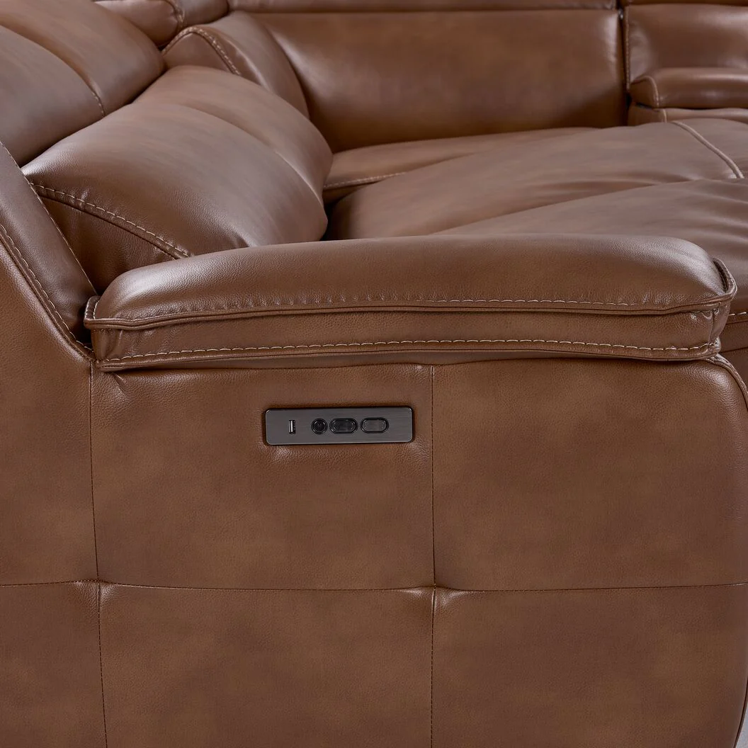 Corsica 6-Piece Dual Power Reclining Sectional - Brown - Image 10