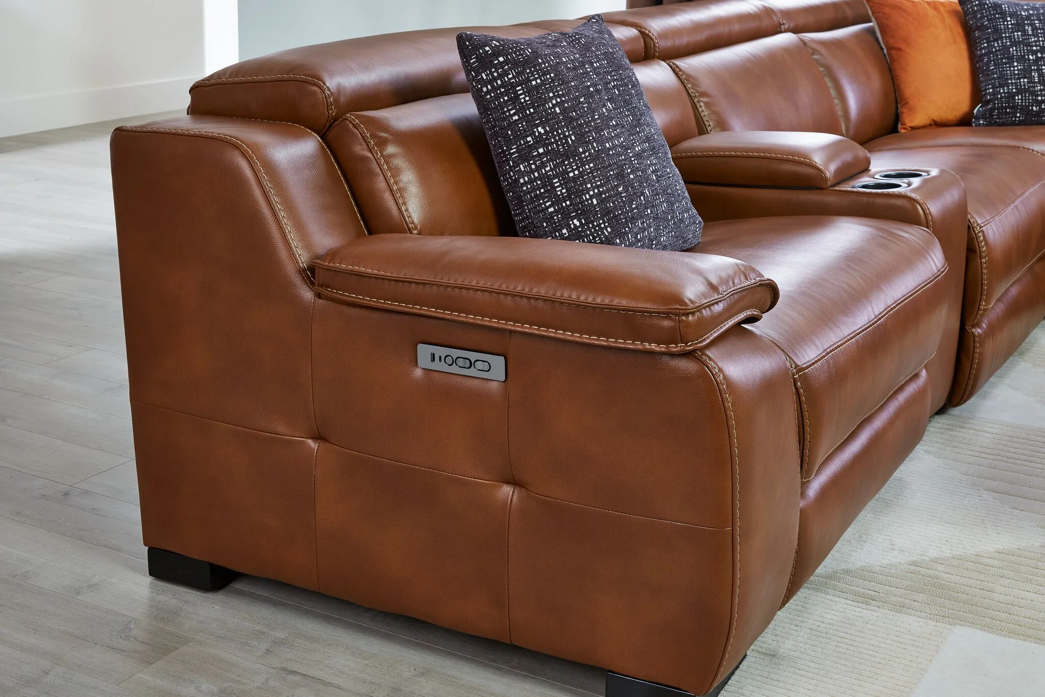 Corsica 6-Piece Dual Power Reclining Sectional - Brown - Image 4