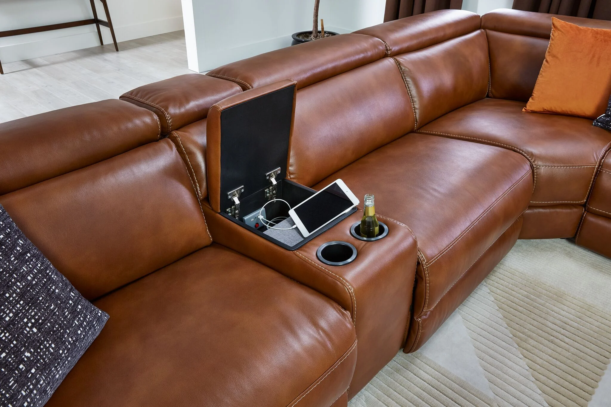 Corsica 6-Piece Dual Power Reclining Sectional - Brown - Image 5