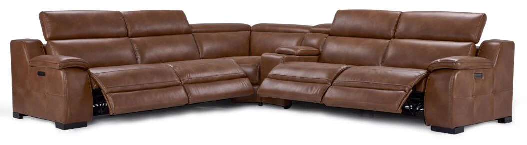 Corsica 6-Piece Dual Power Reclining Sectional - Brown - Image 7