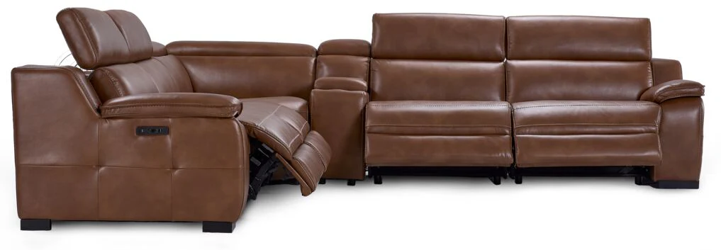 Corsica 6-Piece Dual Power Reclining Sectional - Brown - Image 8
