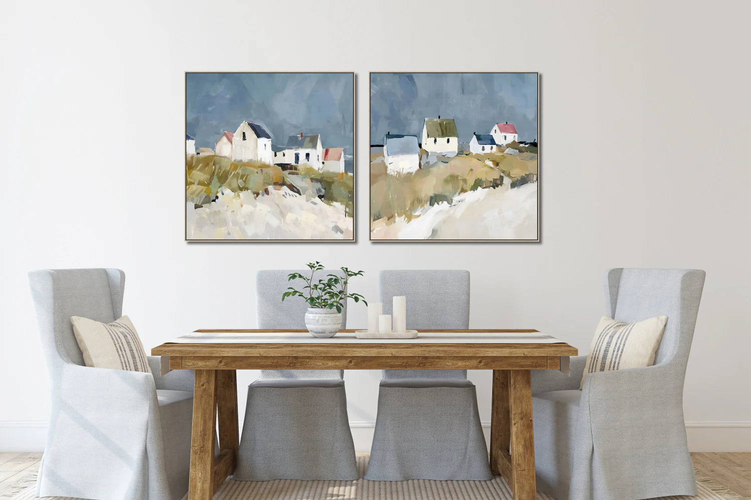 Cottages by the Dune II Wall Art - Blue/Green - 32 X 32 - Image 2