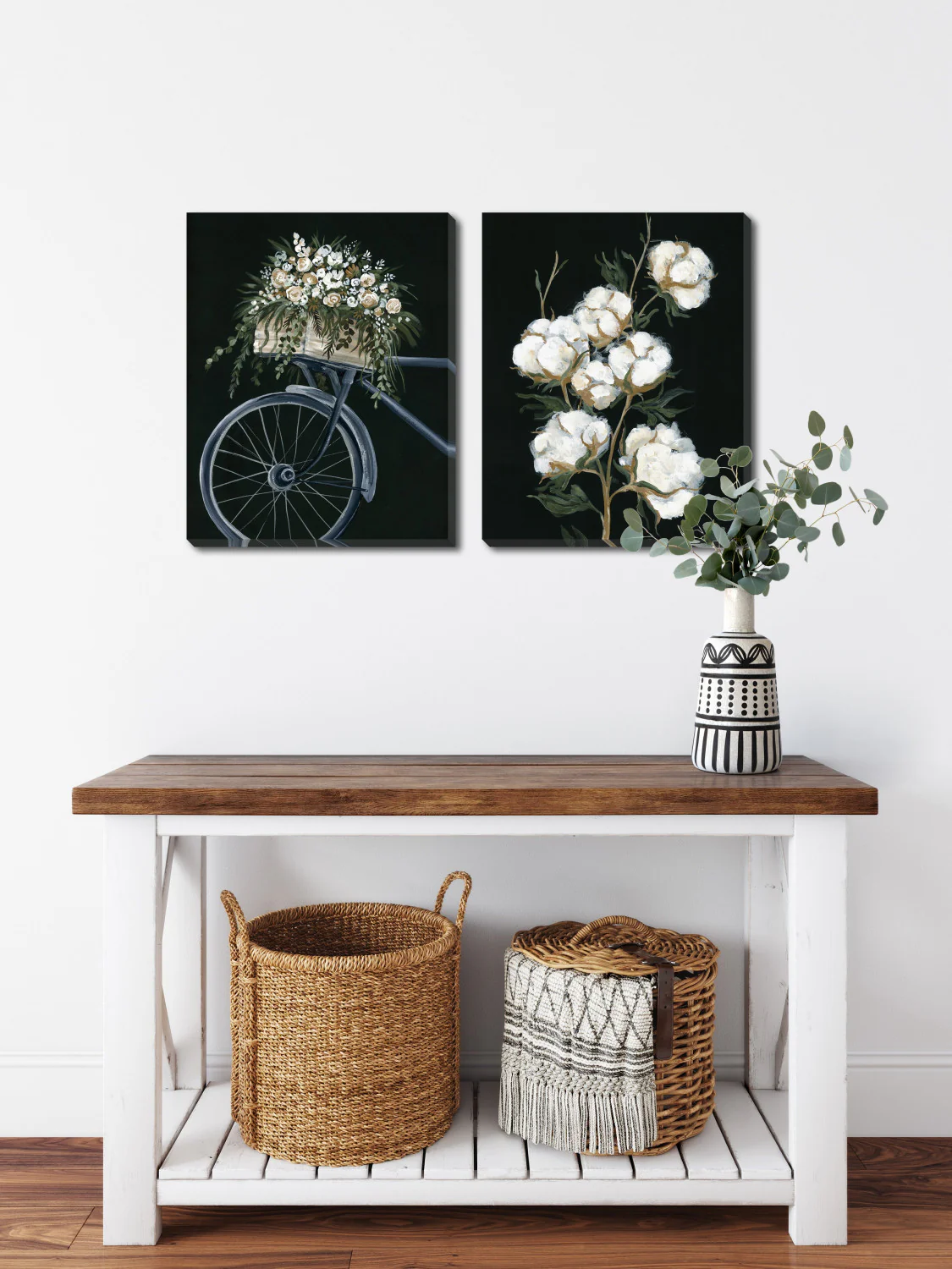 Cotton and Wheels Wall Art - Black/White - 16 X 20 - Set of Two - Image 2