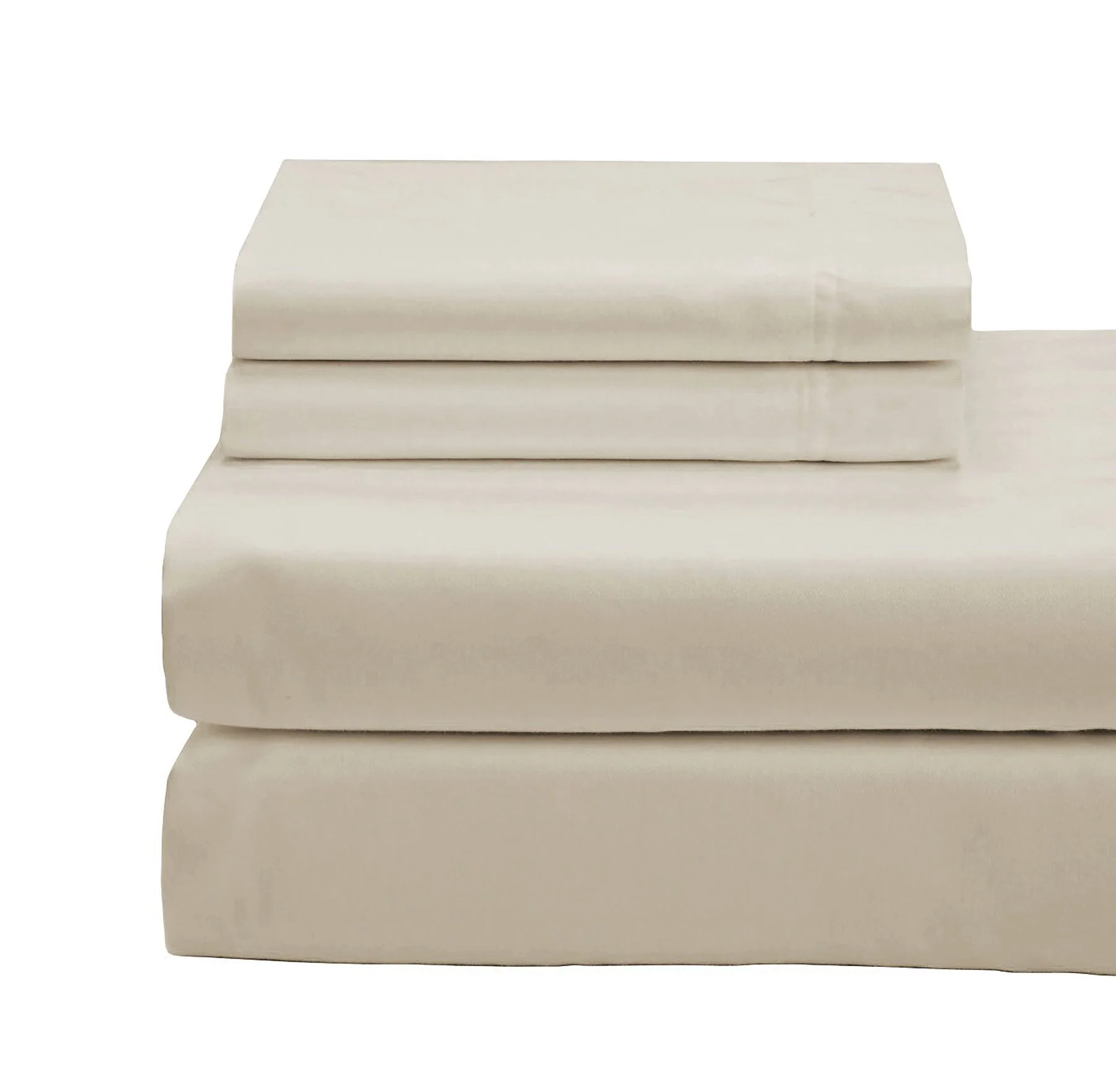 Cotton House 100% Combed Cotton Queen Sheet Set - 650 Thread Count Beige - Image 2