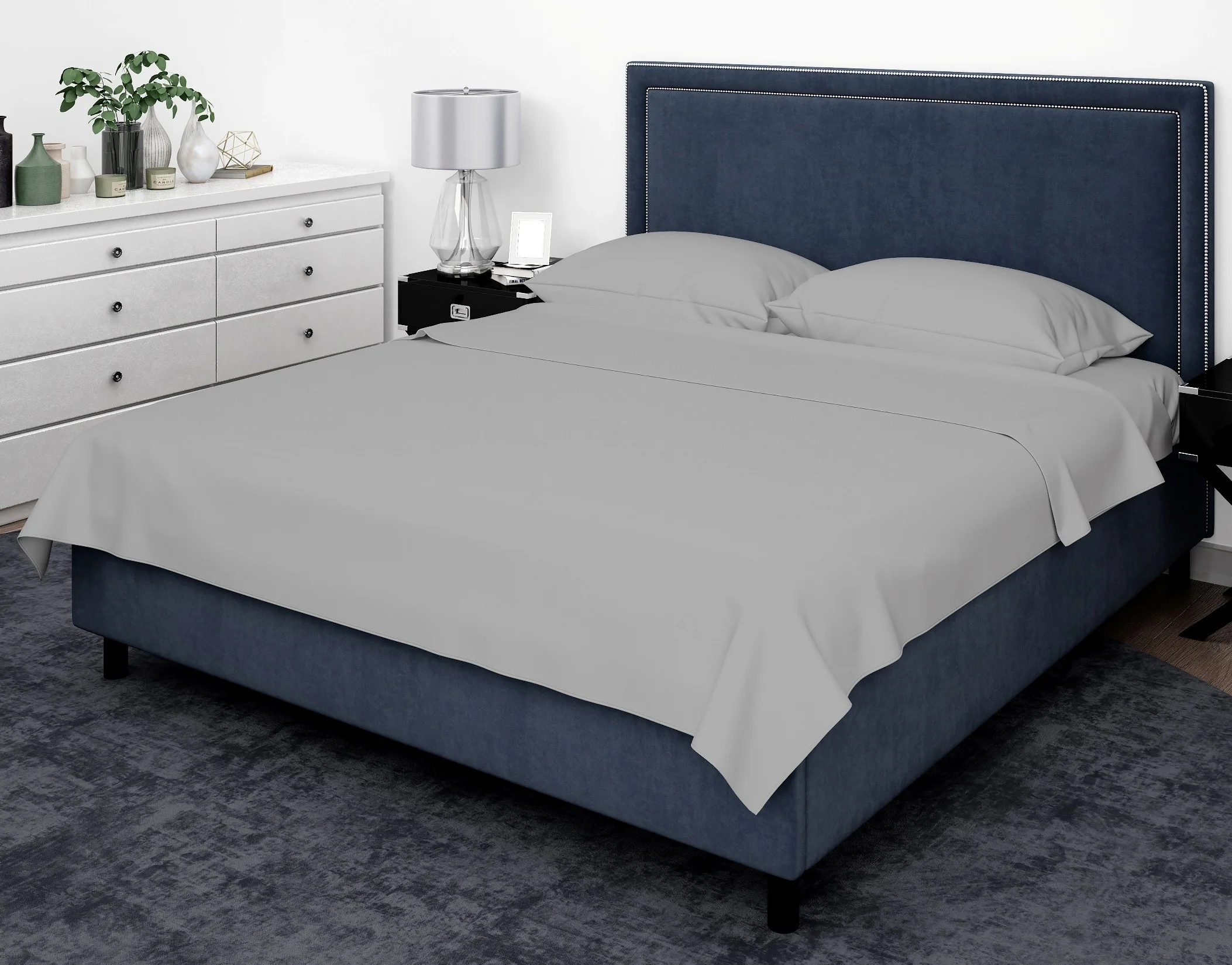 Cotton House 100% Cotton Pima King Sheet Set - 500 Thread Count Silver - Image 2