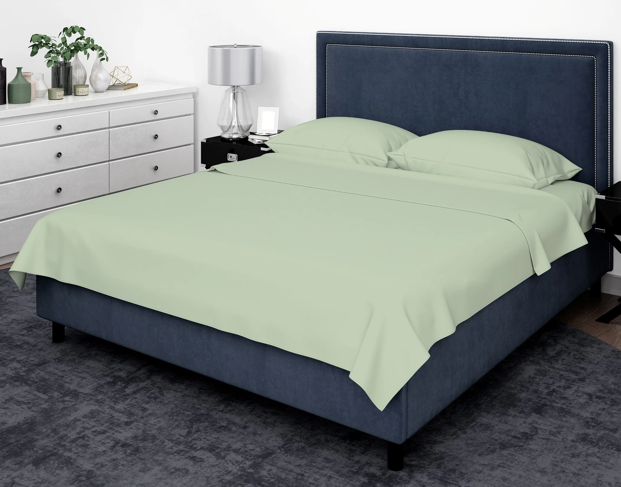 Cotton House 100% Cotton Pima Twin Sheet Set - 500 Thread Count Sage Green - Image 2