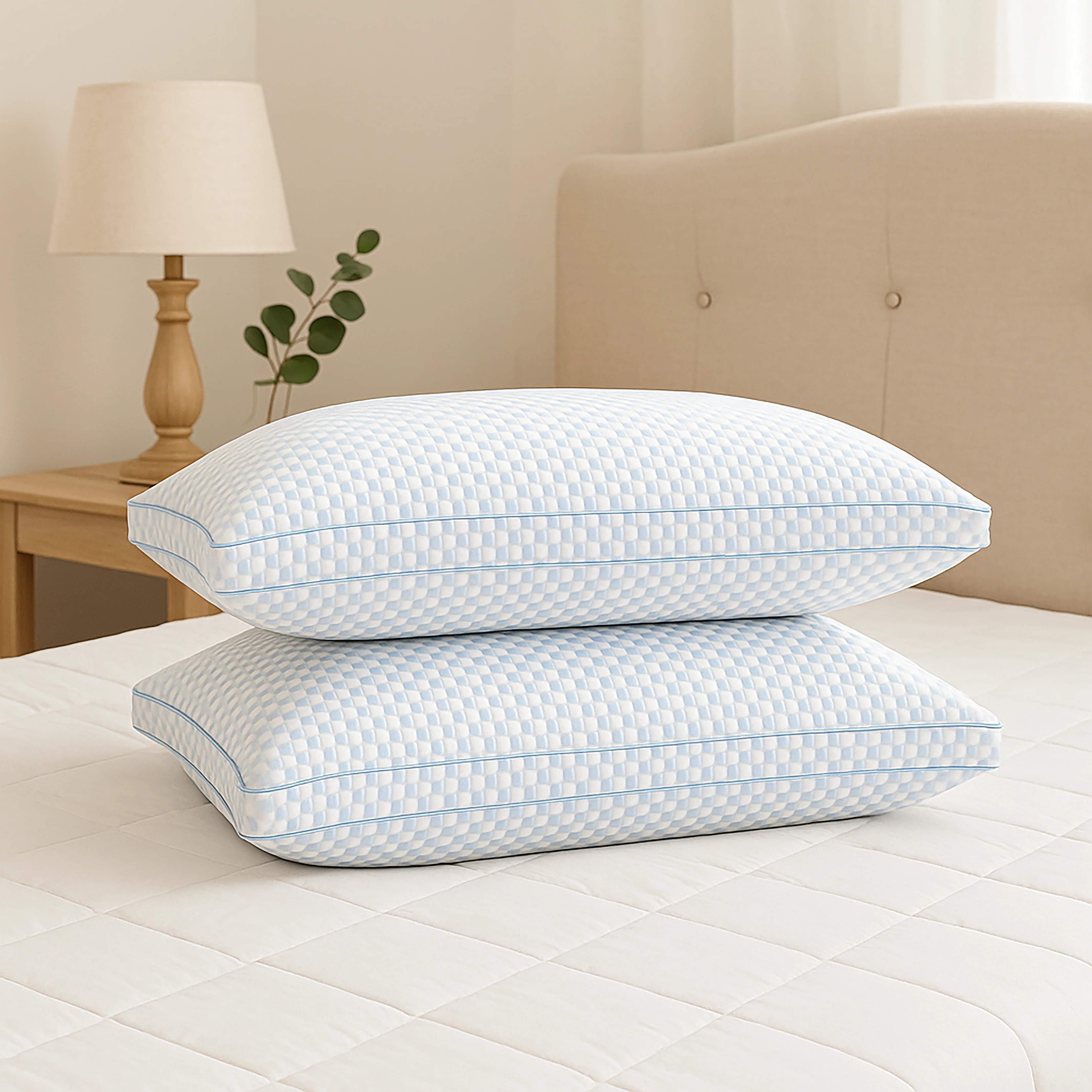 Cotton House 2 Pack Gusseted Cooling King Pillow - Image 3