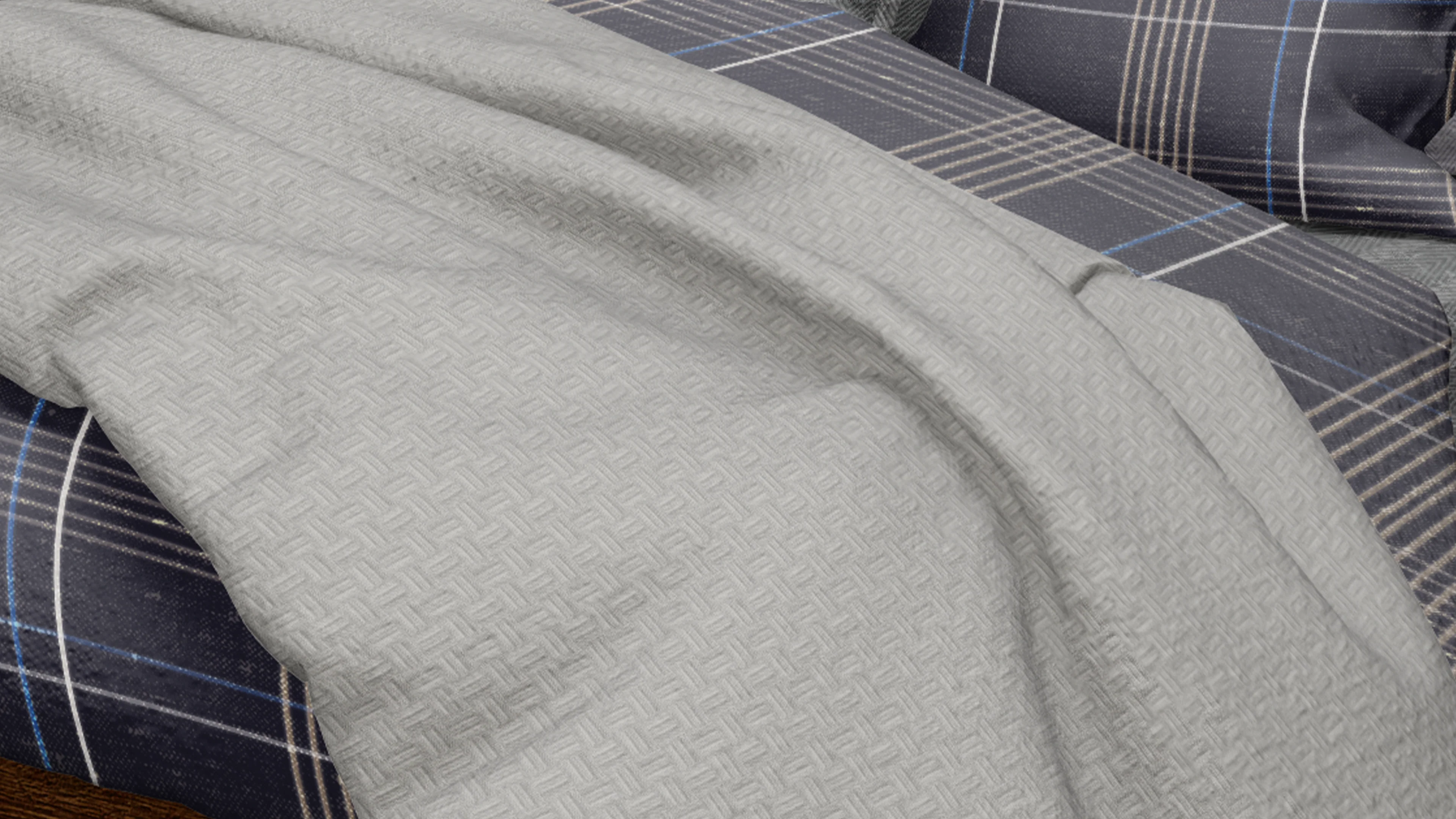 Cotton House Double/Queen Textured Blanket - Grey - Image 3
