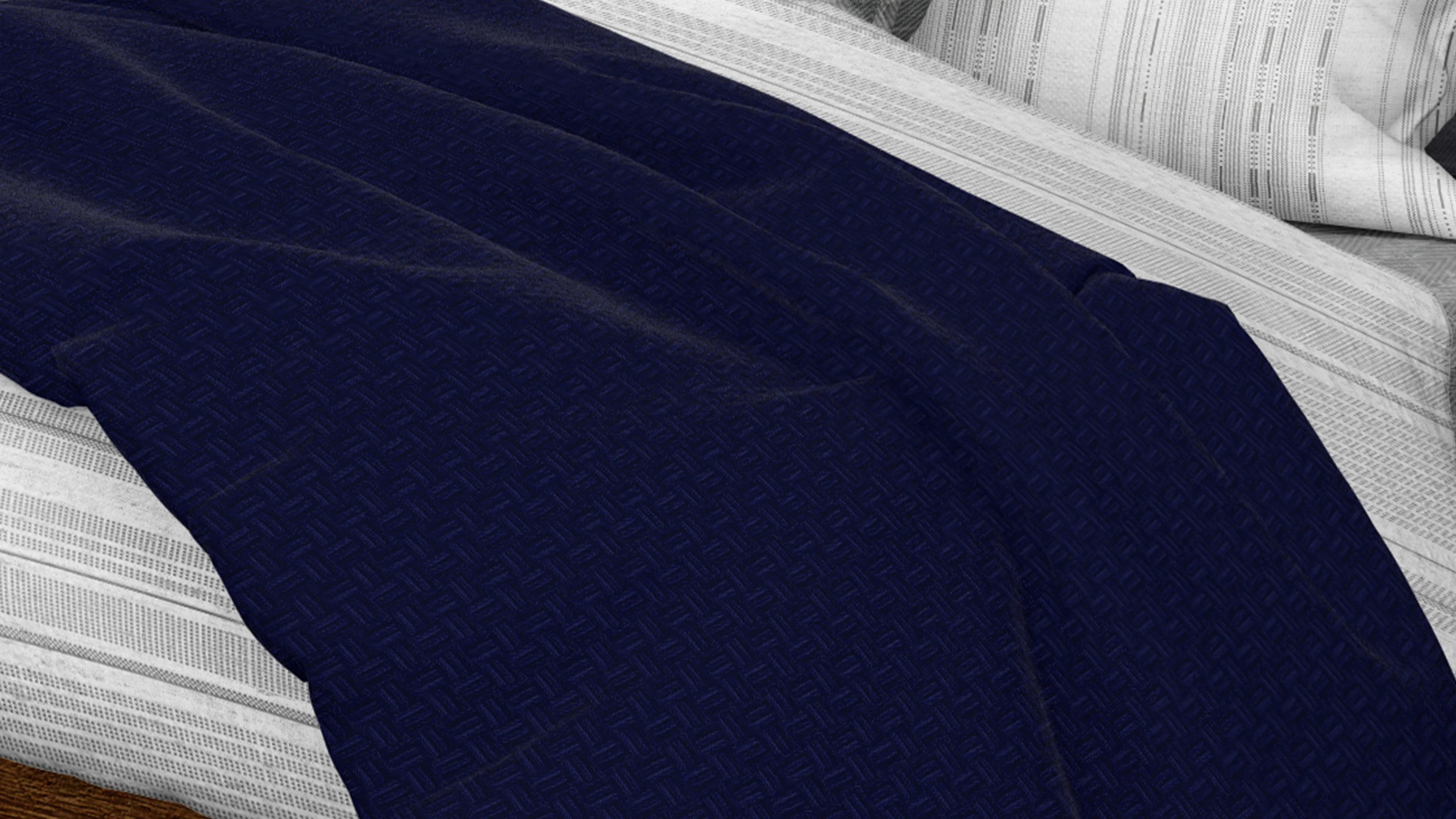 Cotton House King Textured Blanket - Blue - Image 3