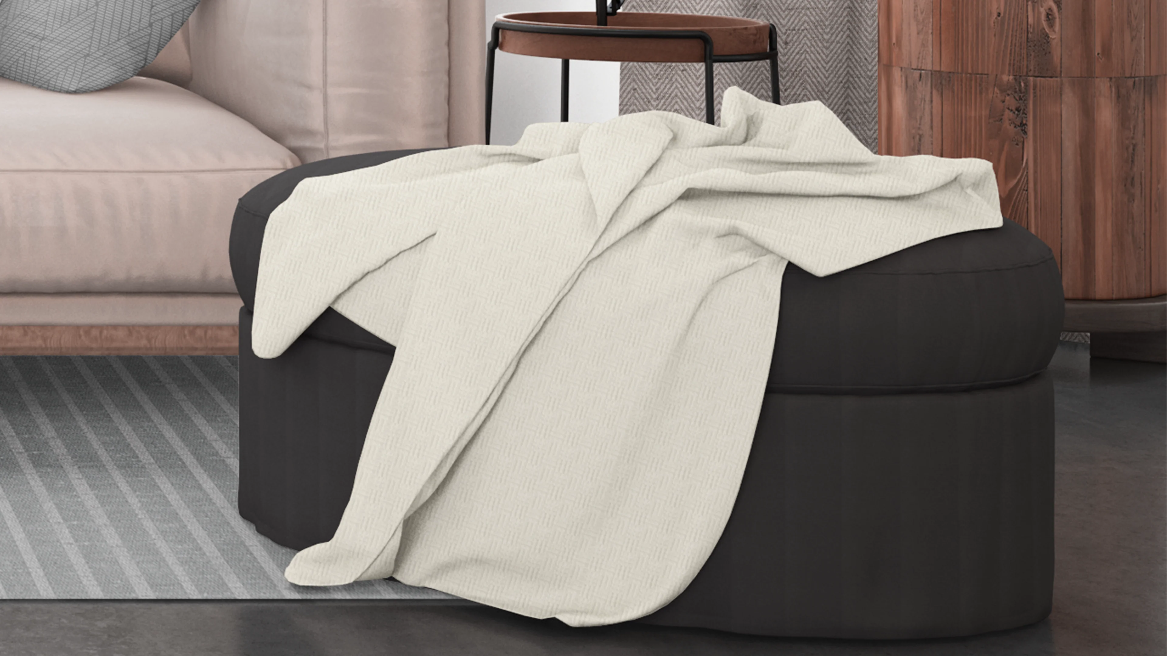 Cotton House King Textured Blanket - Cream - Image 2