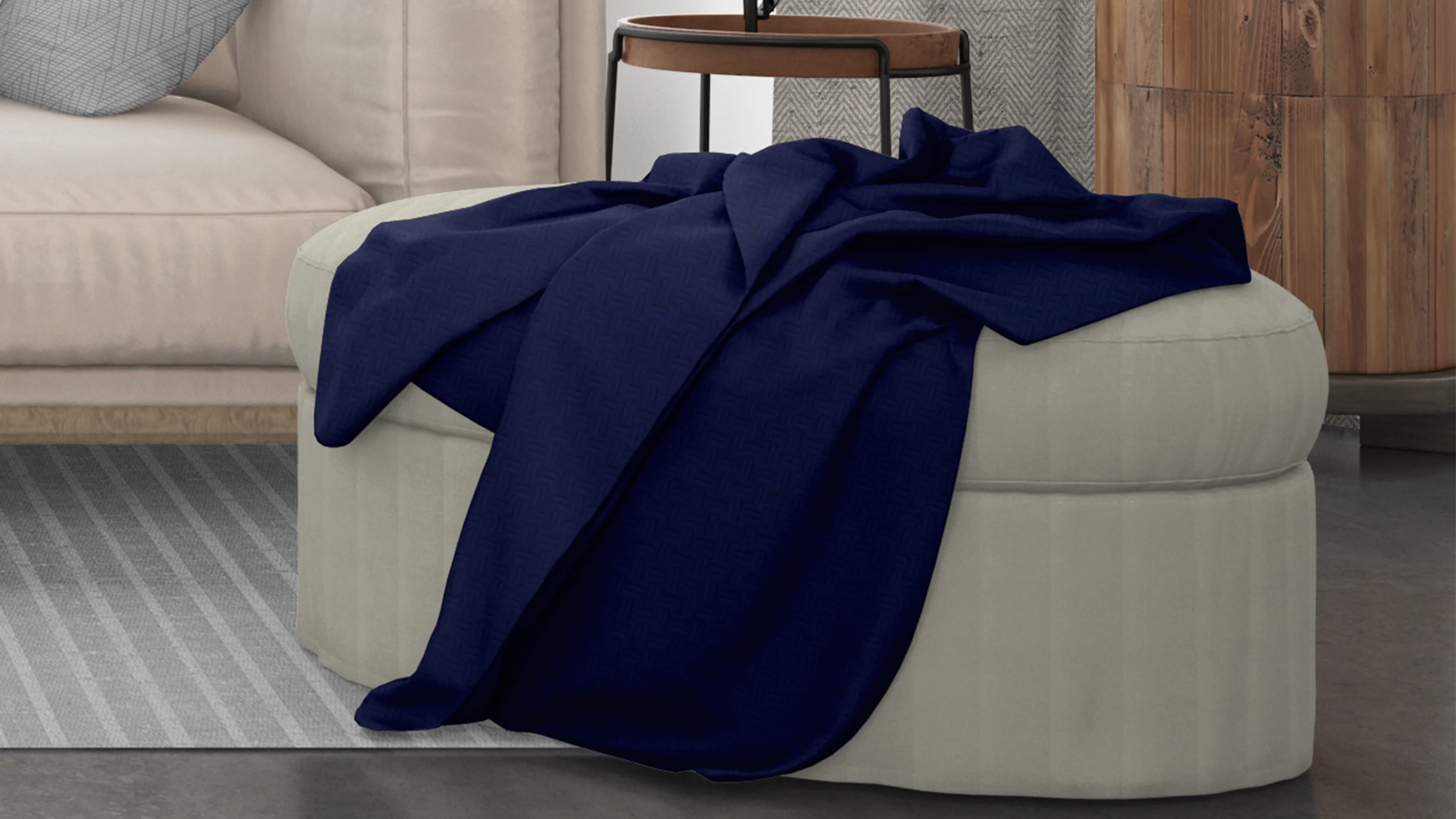 Cotton House Twin Textured Blanket - Blue - Image 2