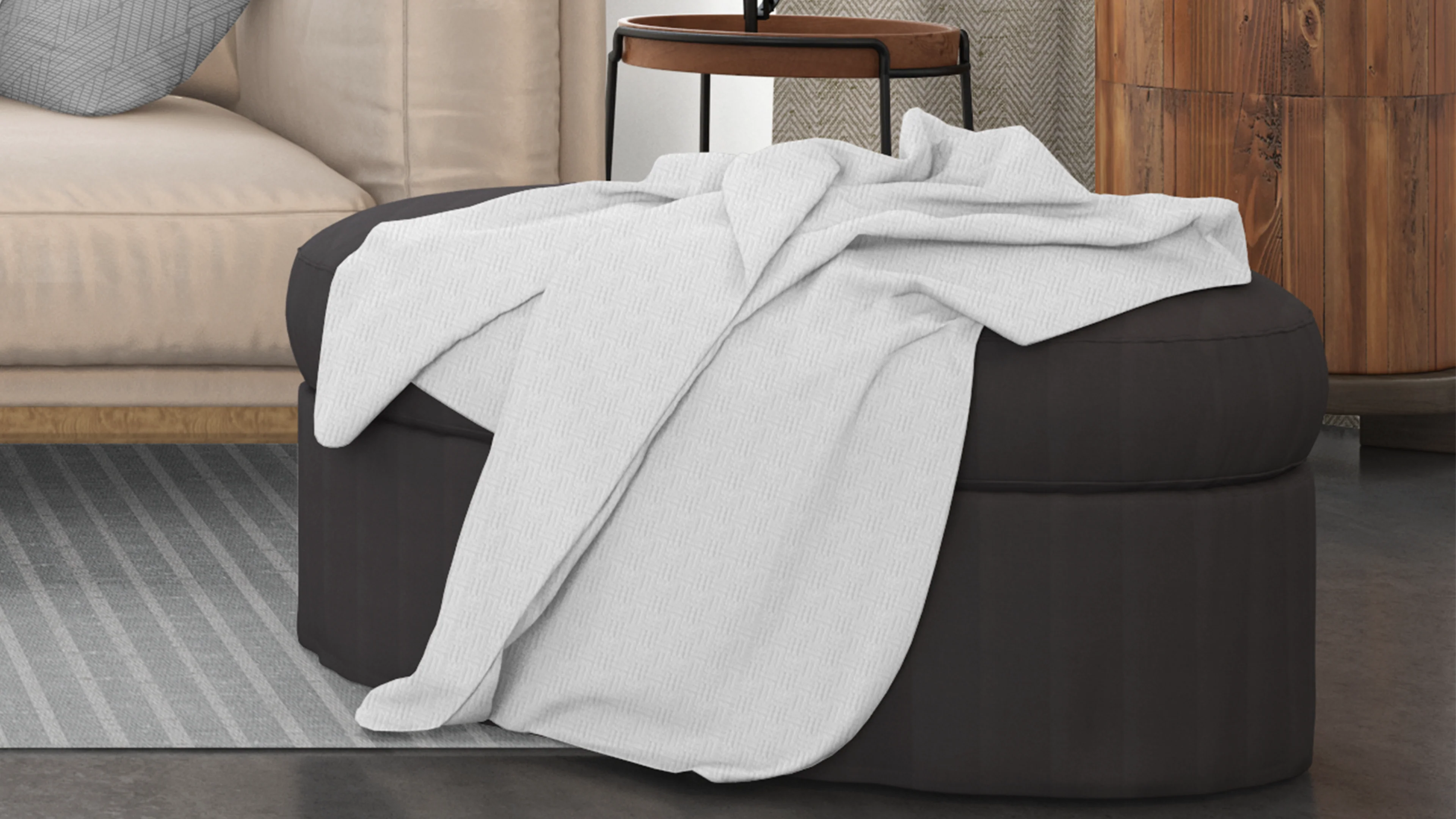 Cotton House Twin Textured Blanket - White - Image 2