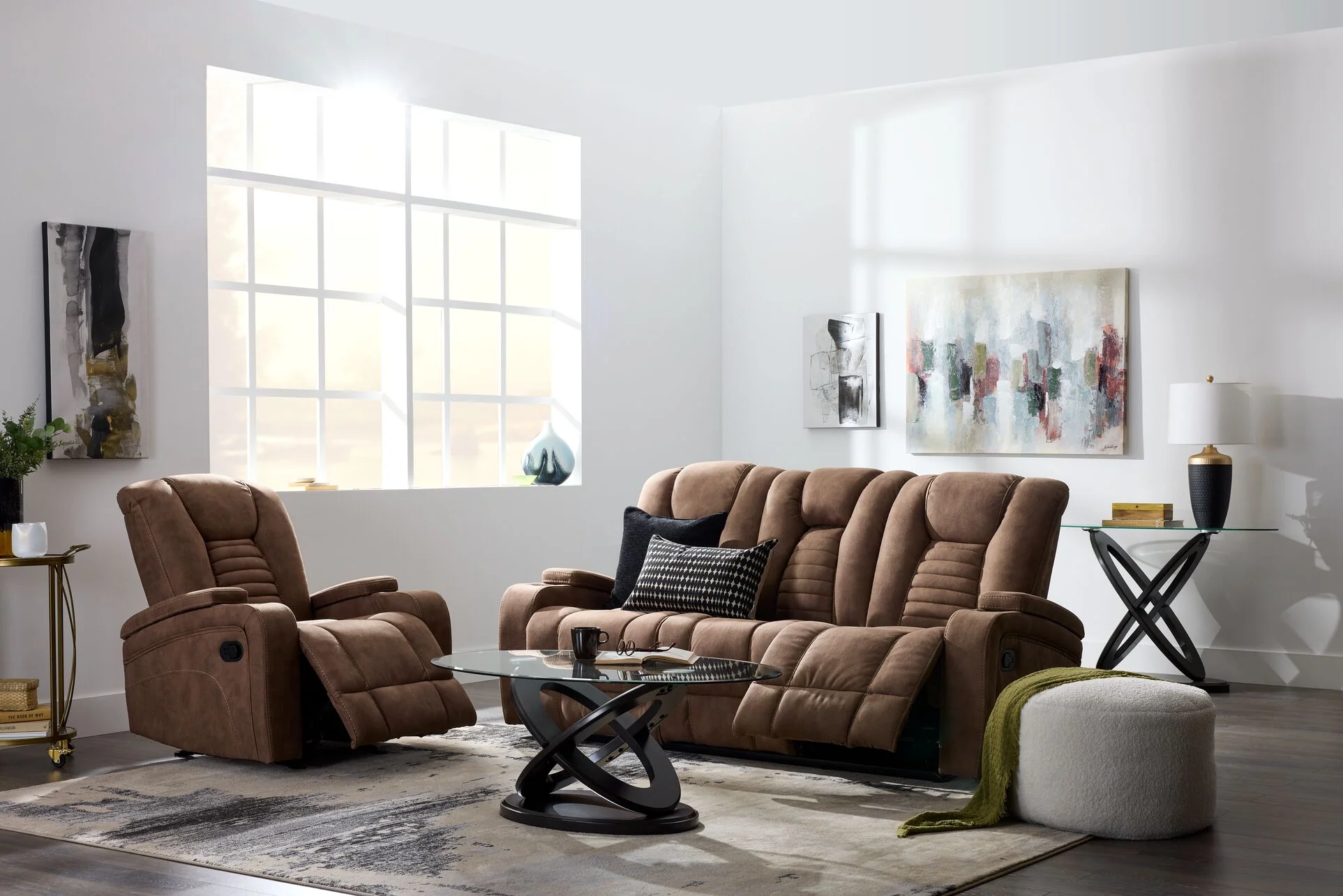 Dallas Reclining Sofa With Drop Down Table - Mocha - Image 5