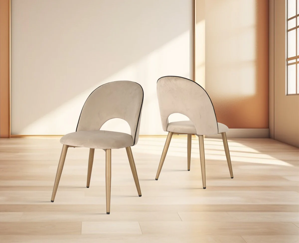Dalva Dining Chair - Beige - Set of Two - Image 4