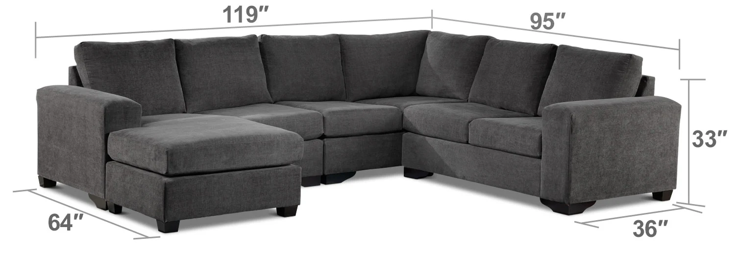 Danielle 3-Piece Sectional with Left-Facing Corner Wedge - Grey - Image 7