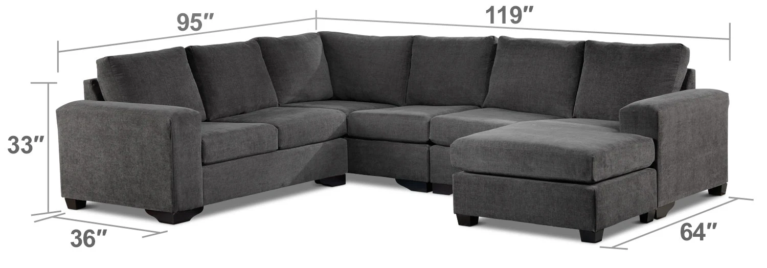 Danielle 3-Piece Sectional with Right-Facing Corner Wedge - Grey - Image 6