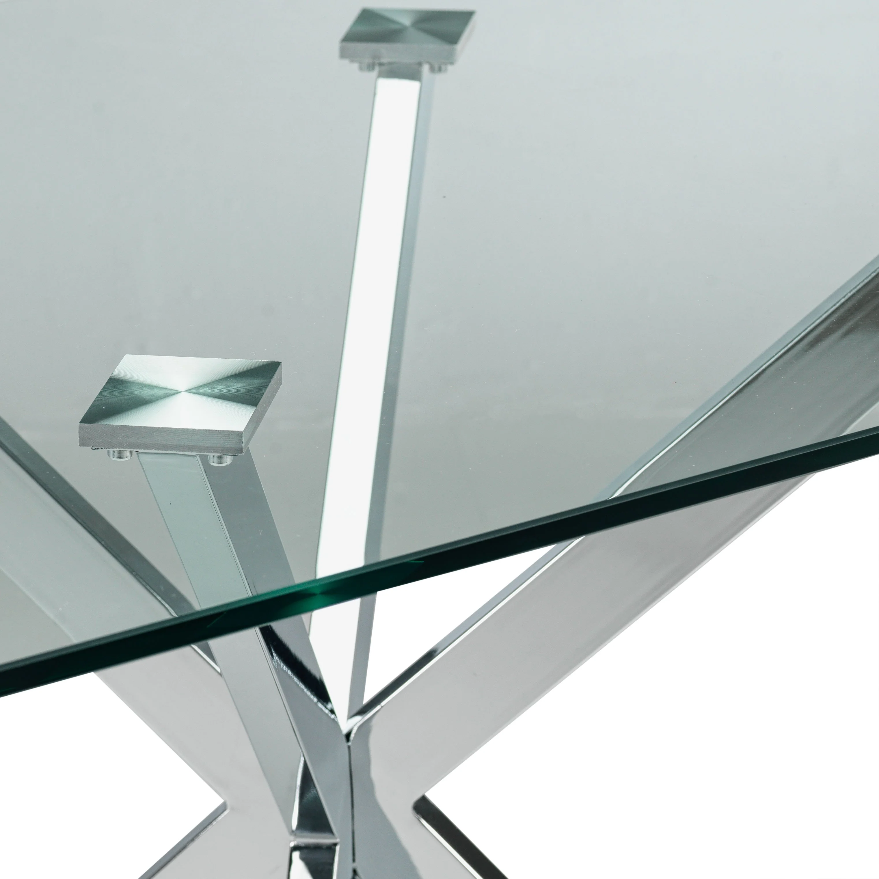 Darron Dining Table - Glass, Chrome - Image 3