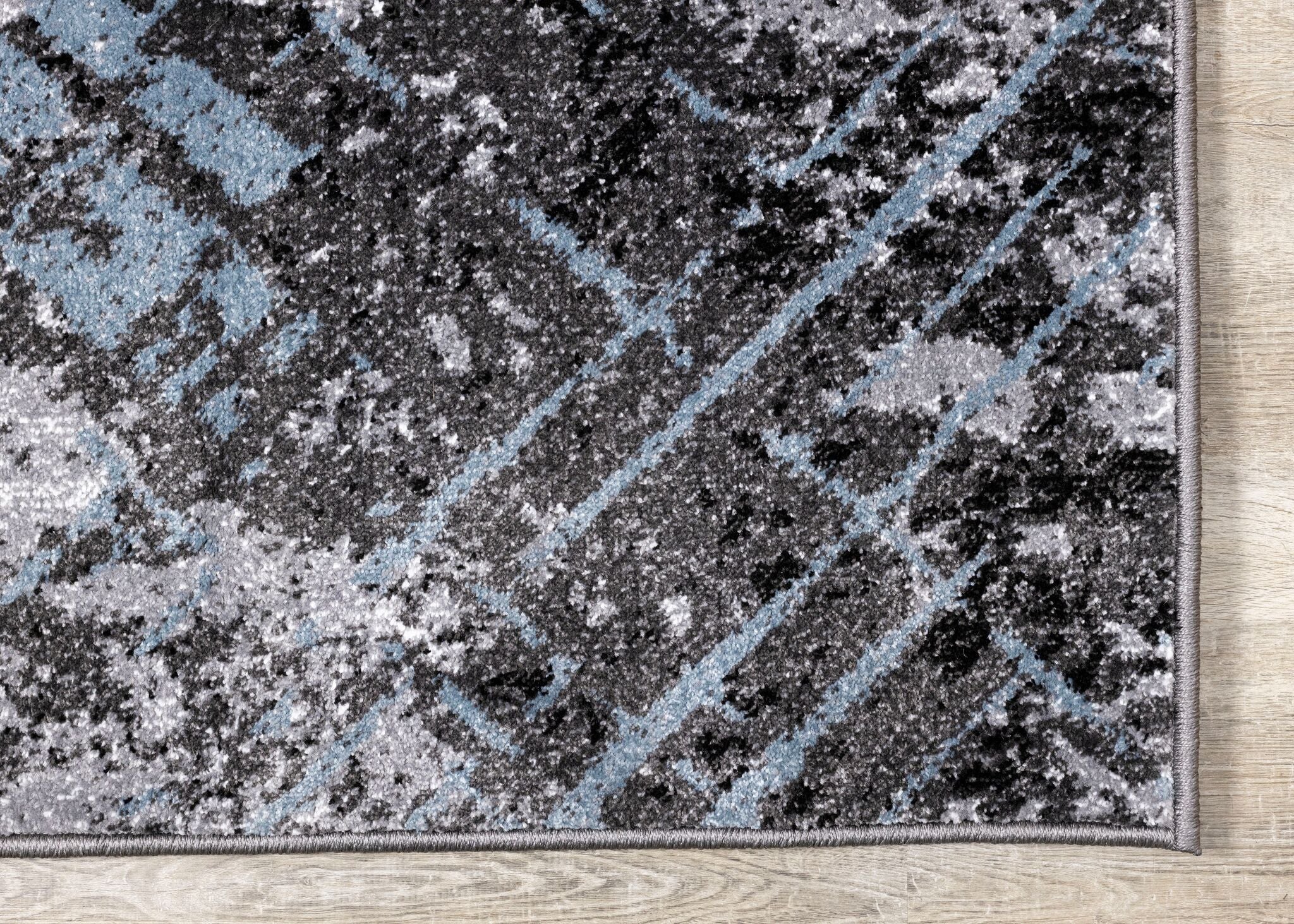 Dawn 5'3" x 7'7" Worn Crosshatch Area Rug - Grey, Blue - Image 4