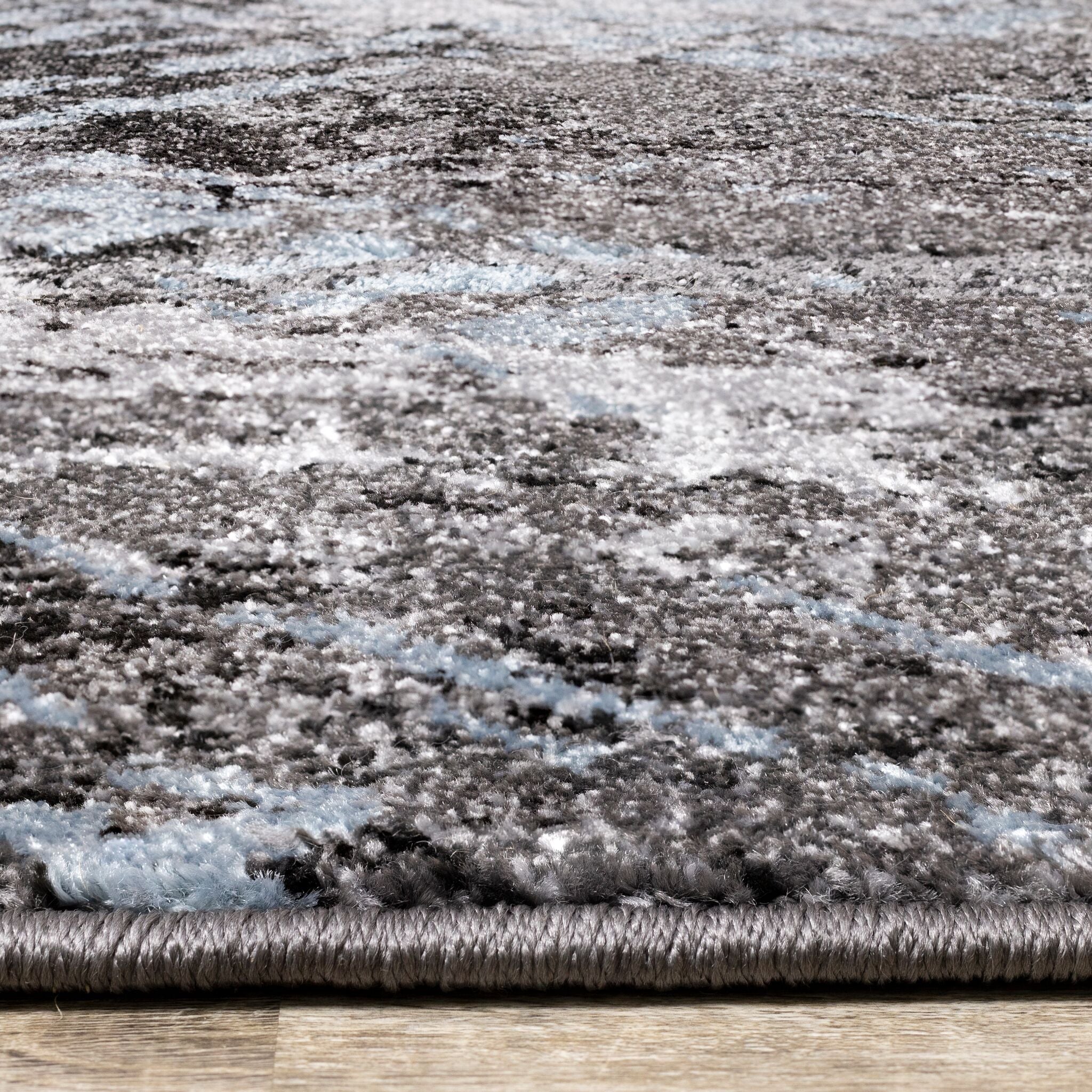 Dawn 5'3" x 7'7" Worn Crosshatch Area Rug - Grey, Blue - Image 6