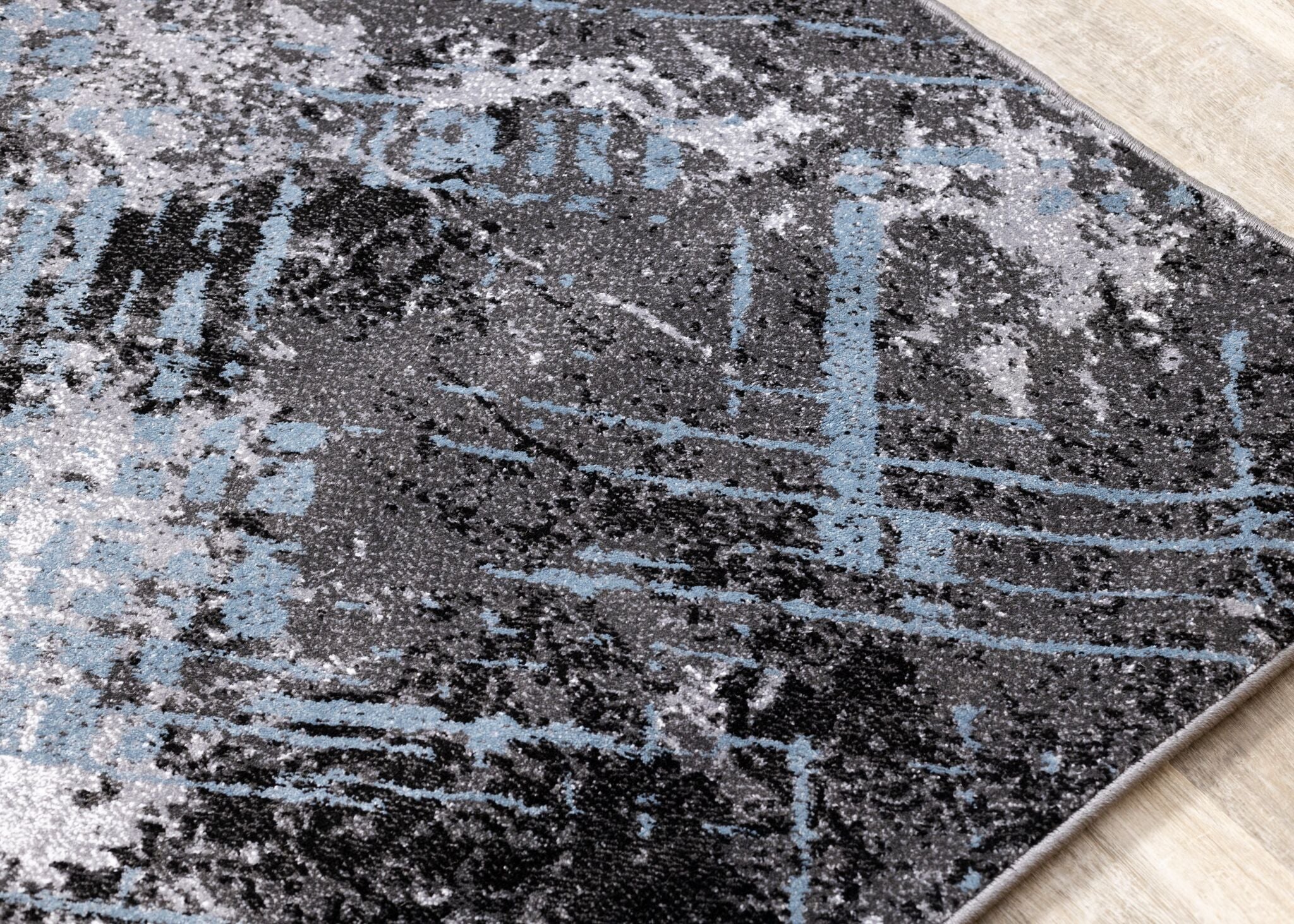 Dawn 5'3" x 7'7" Worn Crosshatch Area Rug - Grey, Blue - Image 7