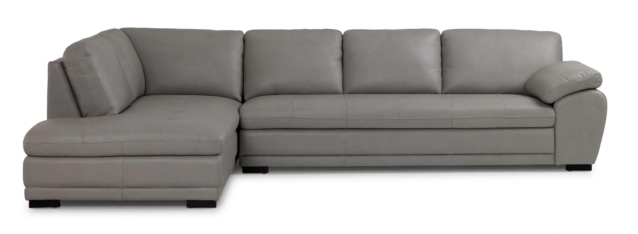 Daytona Leather 2-Piece Sectional with Left-Facing Chaise - Light Grey - Image 2