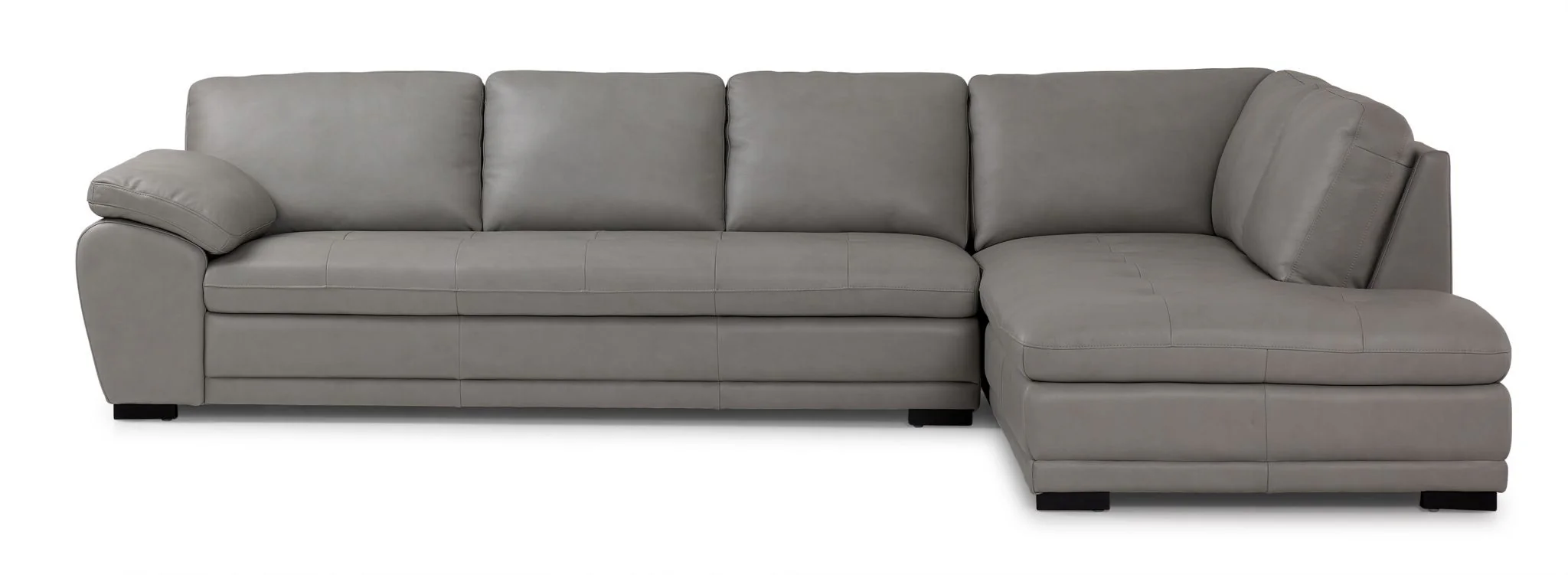 Daytona Leather 2-Piece Sectional with Right-Facing Chaise - Light Grey - Image 2